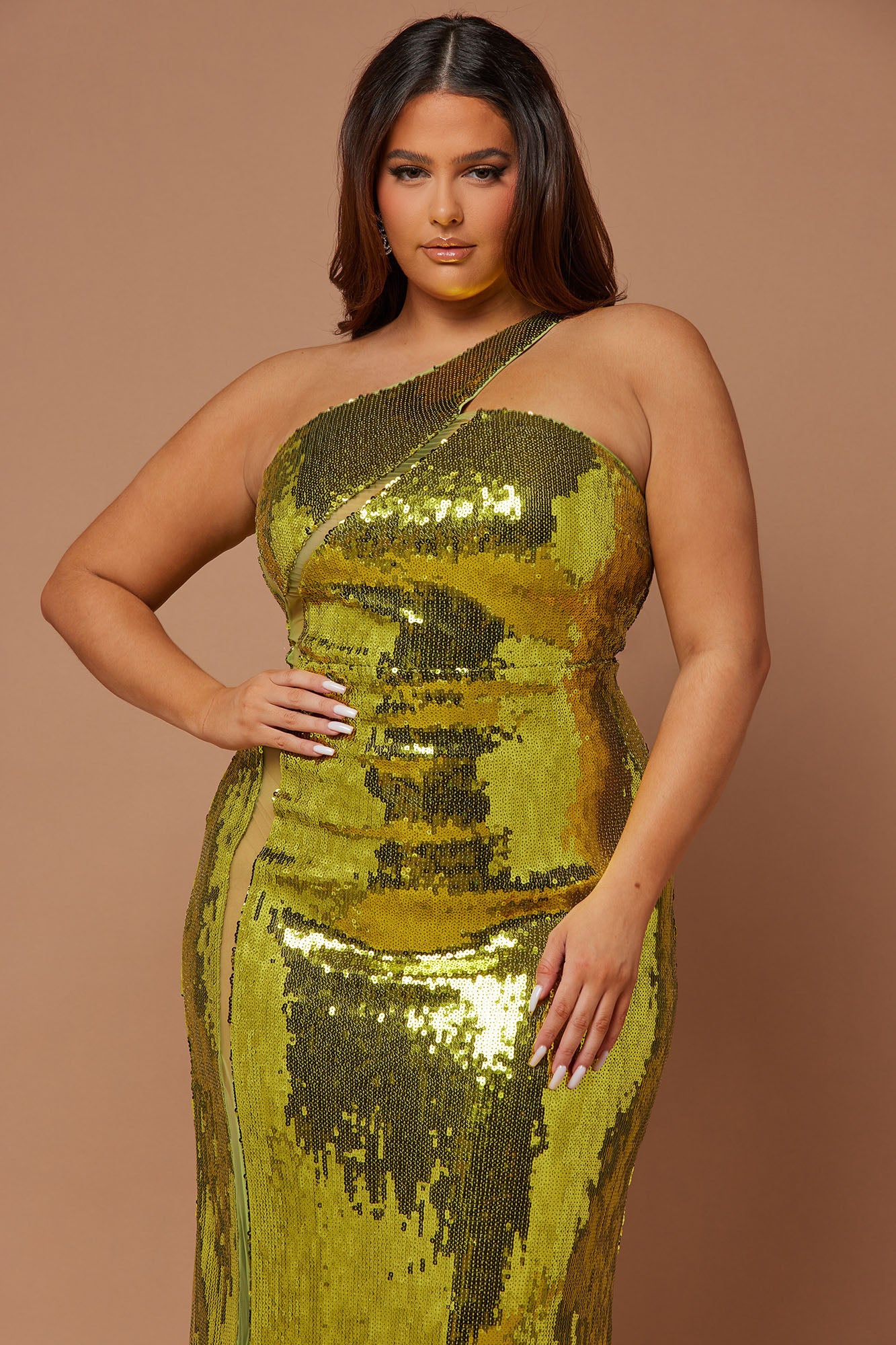 Aamira Sequin Gown - Chartreuse