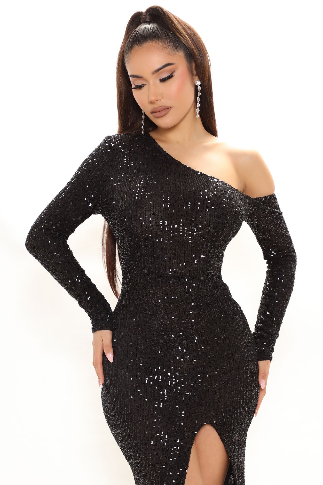 Caviar Queen Sequin Maxi Dress - Black
