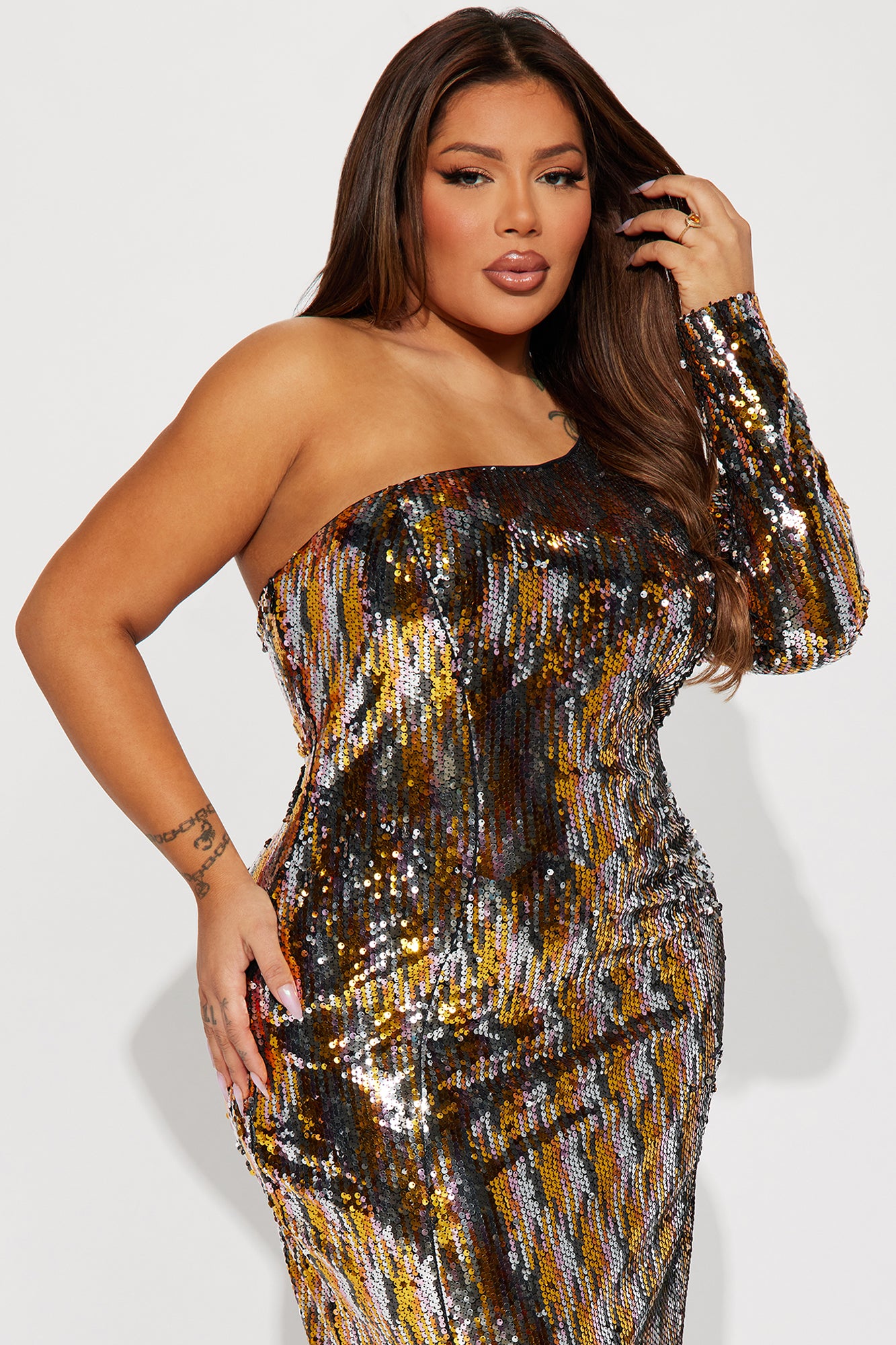 Chloe Sequin Maxi Dress - Gold/Multi