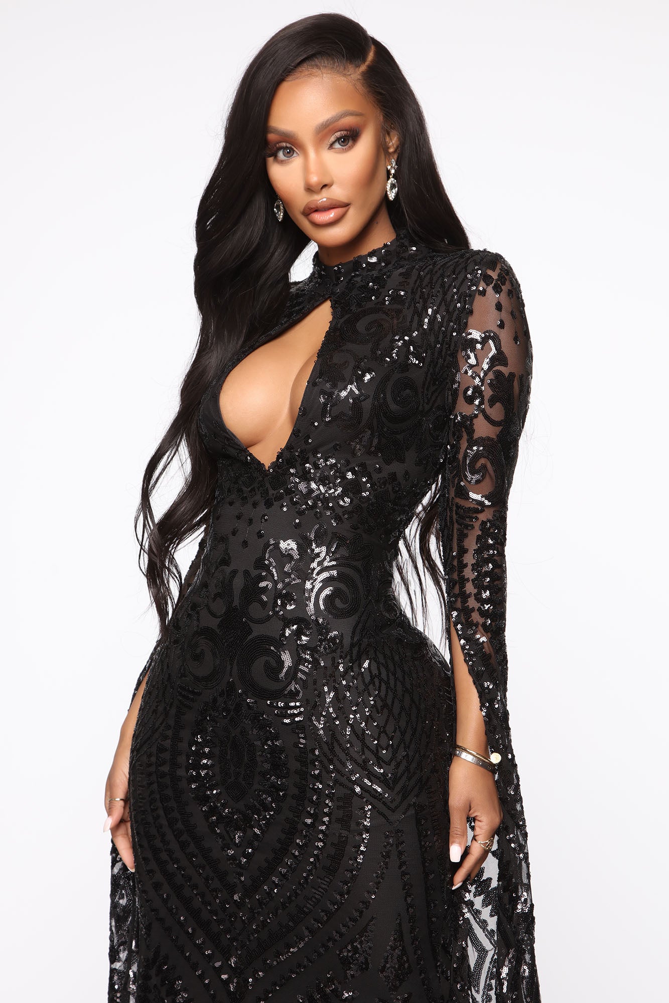 Award Collecting Sequin Maxi Gown - Black