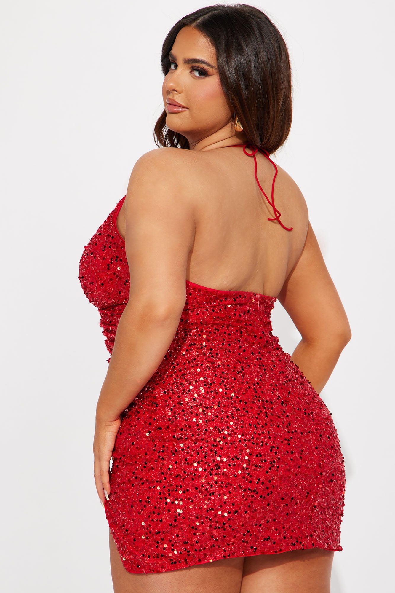 Amaya Sequin Mini Dress - Red