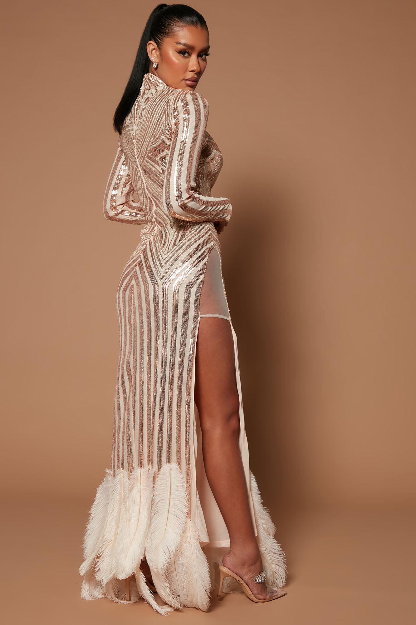 Cassie Sequin Maxi Dress - Nude