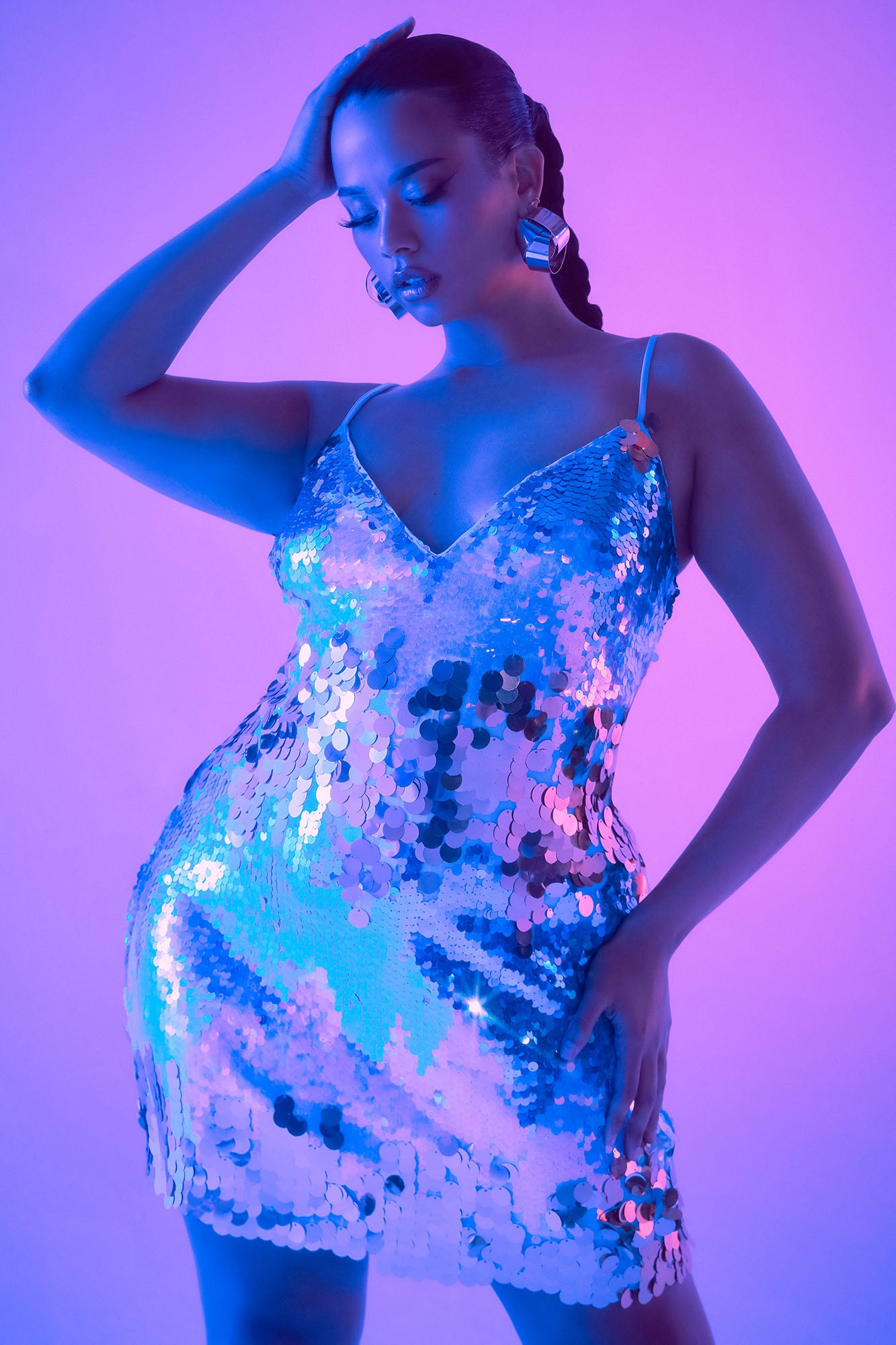 Cabo Disco Sequin Mini Dress - Aqua/Combo