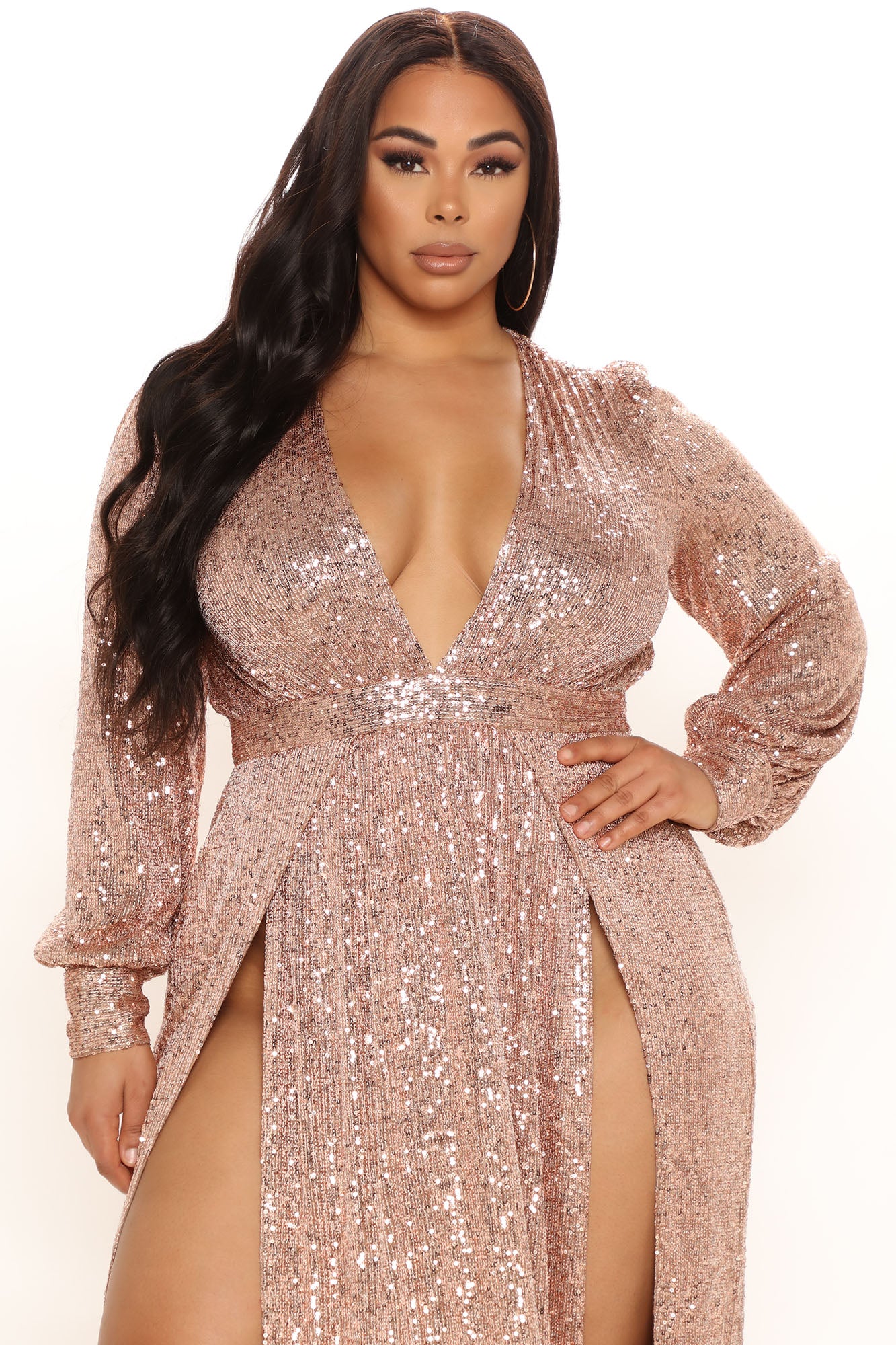 Coming Together Sequin Maxi Dress - Bronze