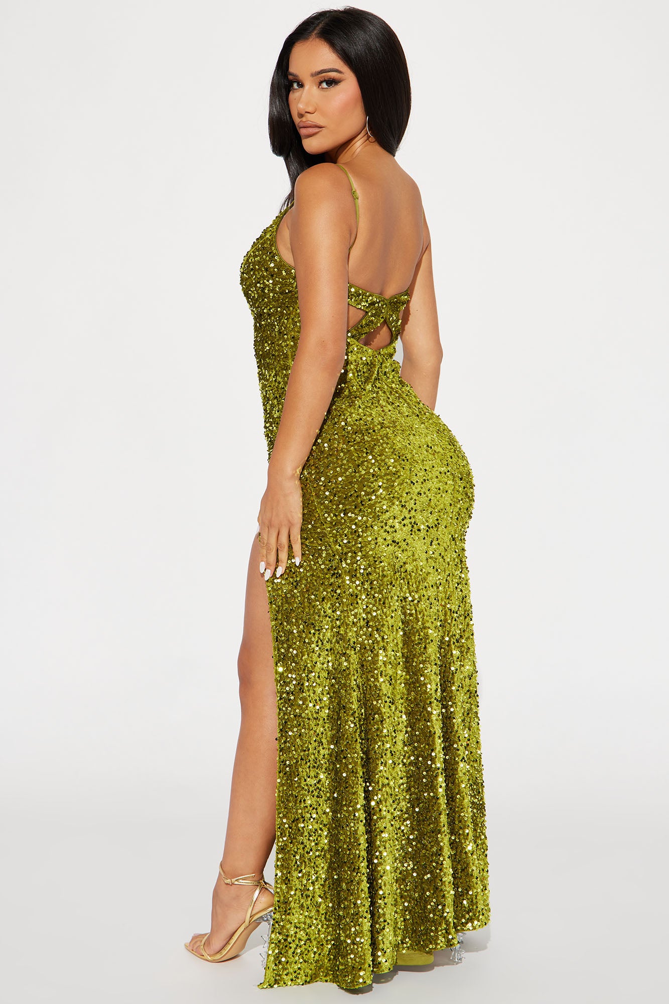 Beverly Sequin Gown - Chartreuse