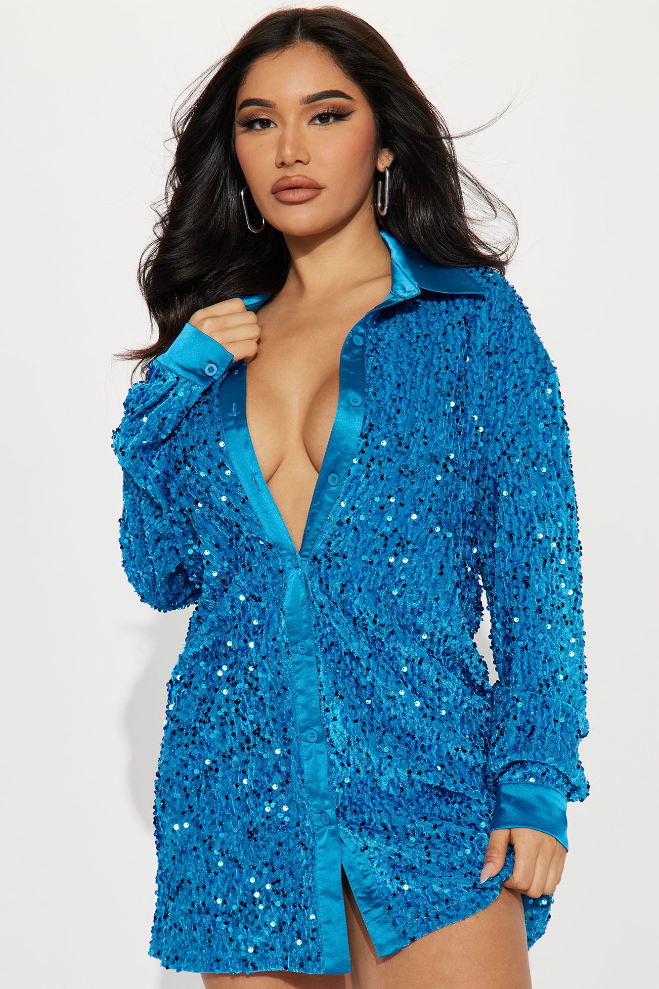 Amalie T-Shirt Mini Dress - Turquoise