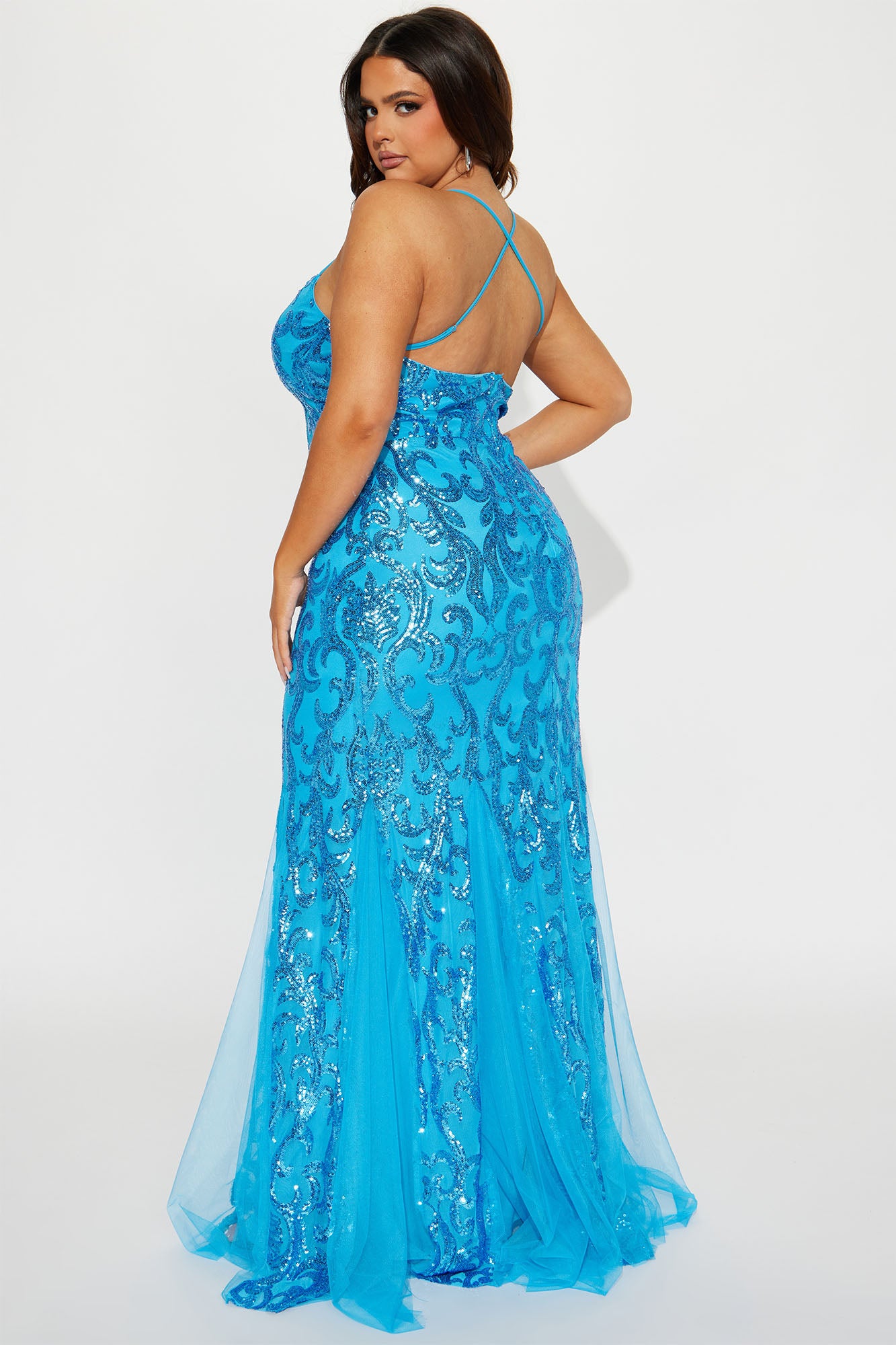 A Statement Sequin Maxi Gown - Blue