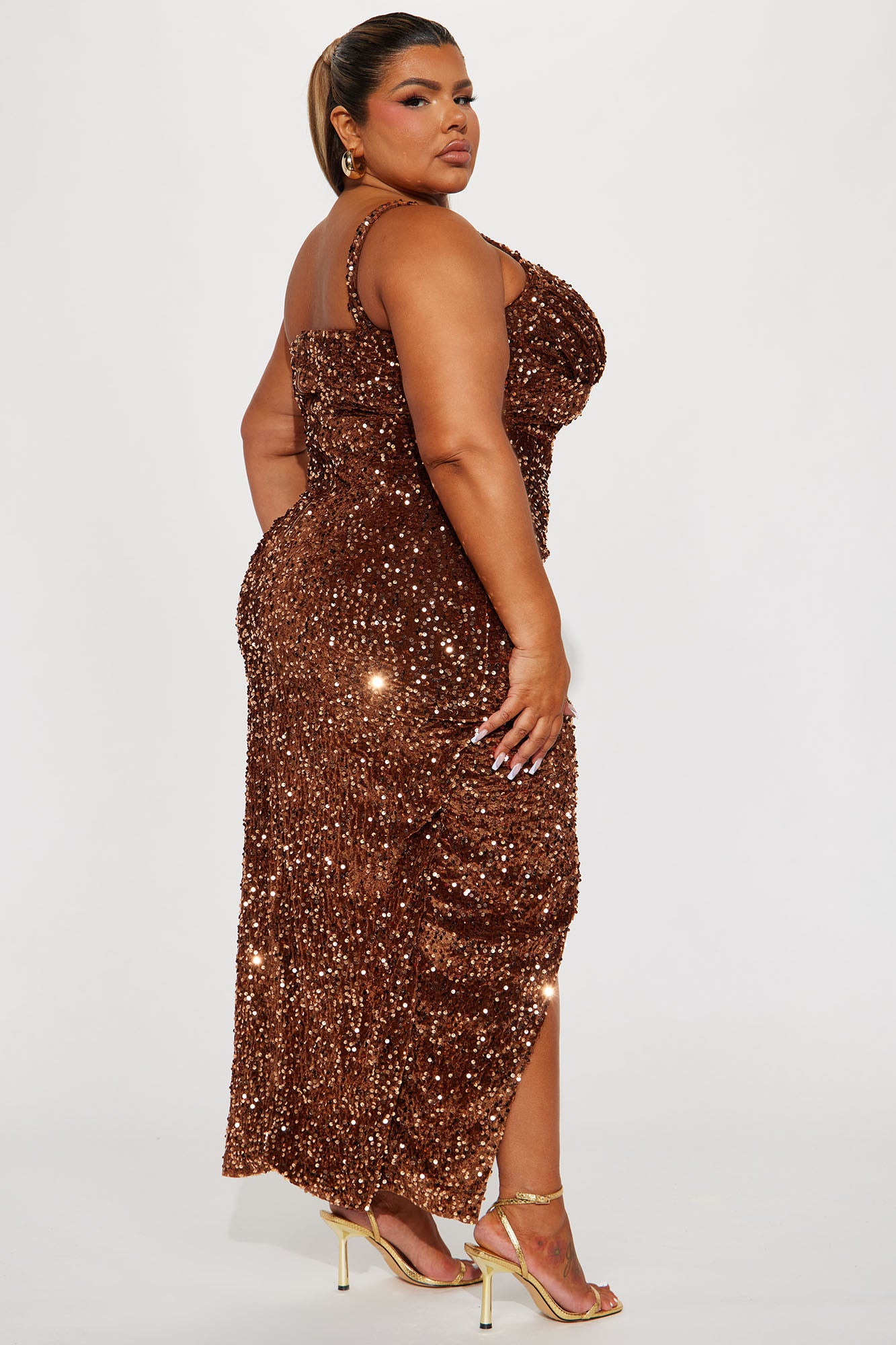Claudia Sequin Maxi Dress - Bronze