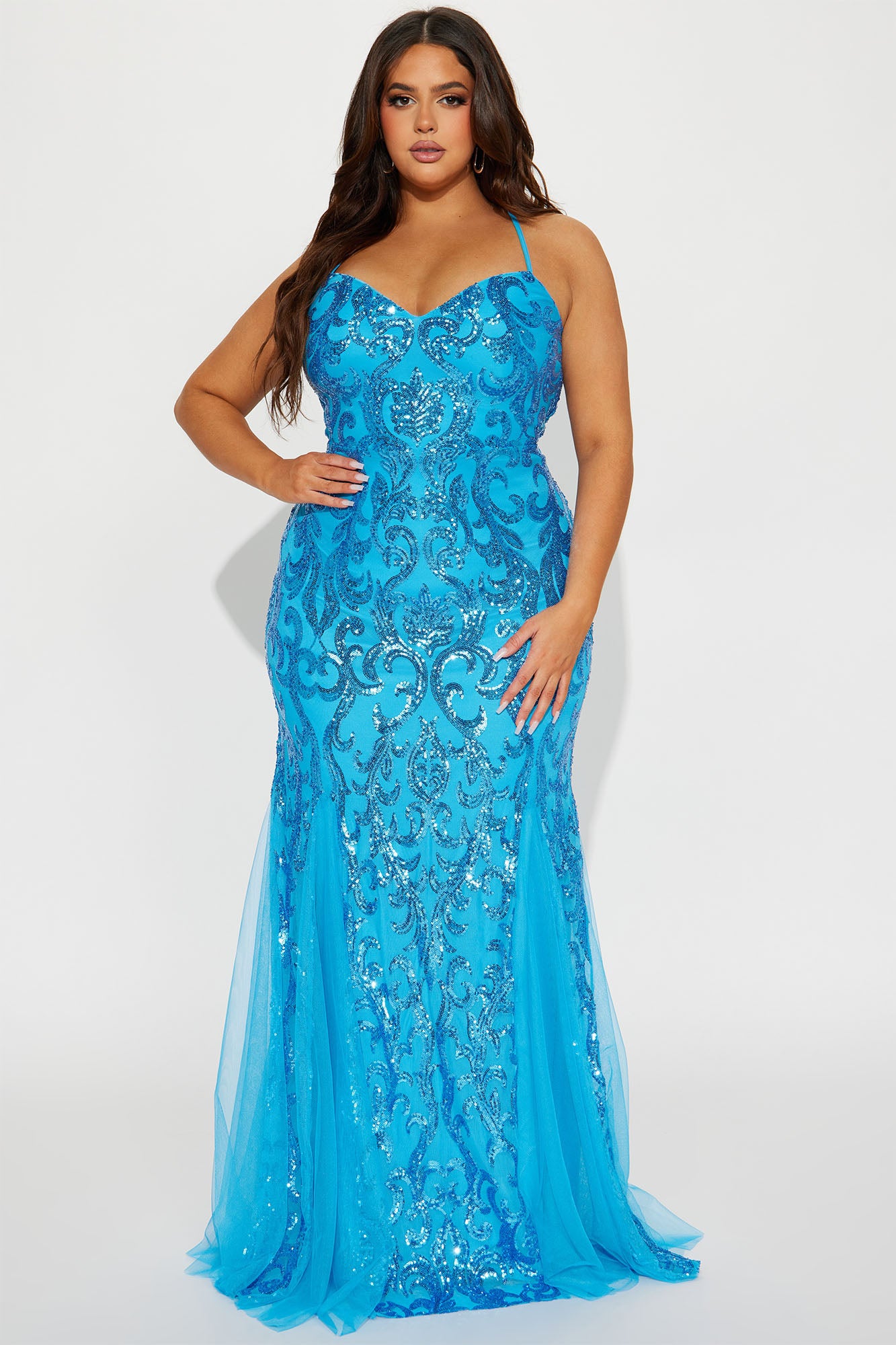 A Statement Sequin Maxi Gown - Blue