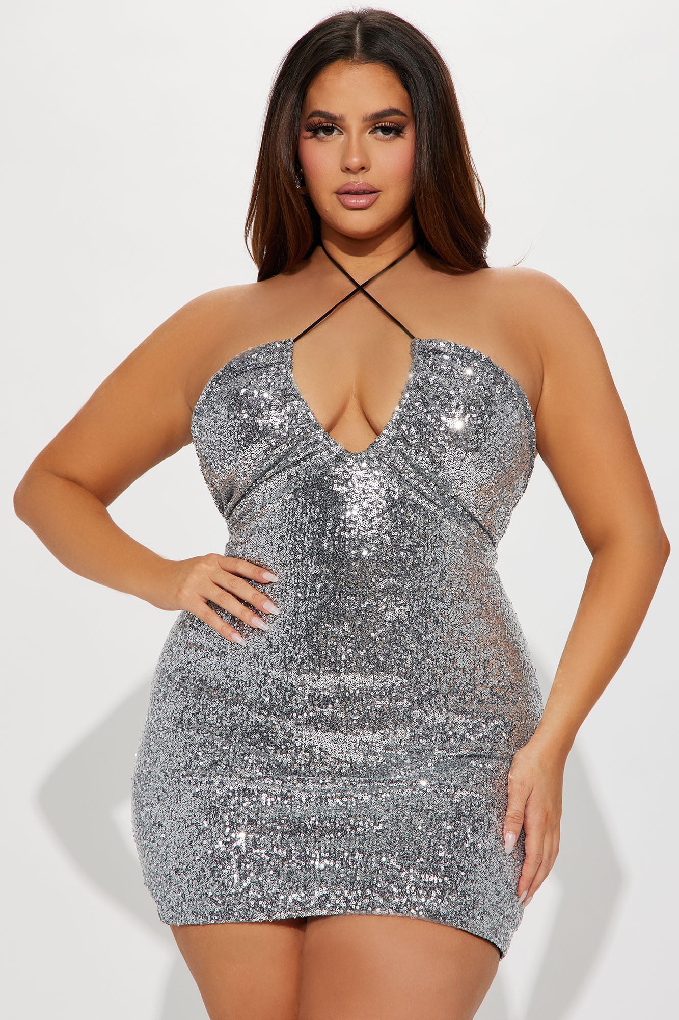 Audrey Sequin Mini Dress - Silver