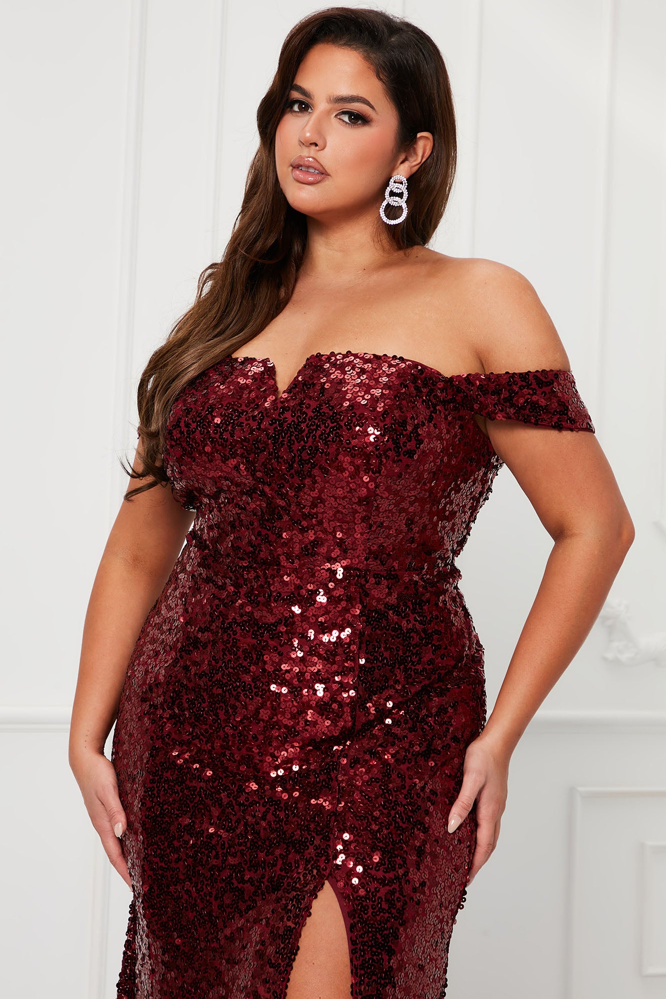 Champagne Please Sequin Maxi Dress - Wine