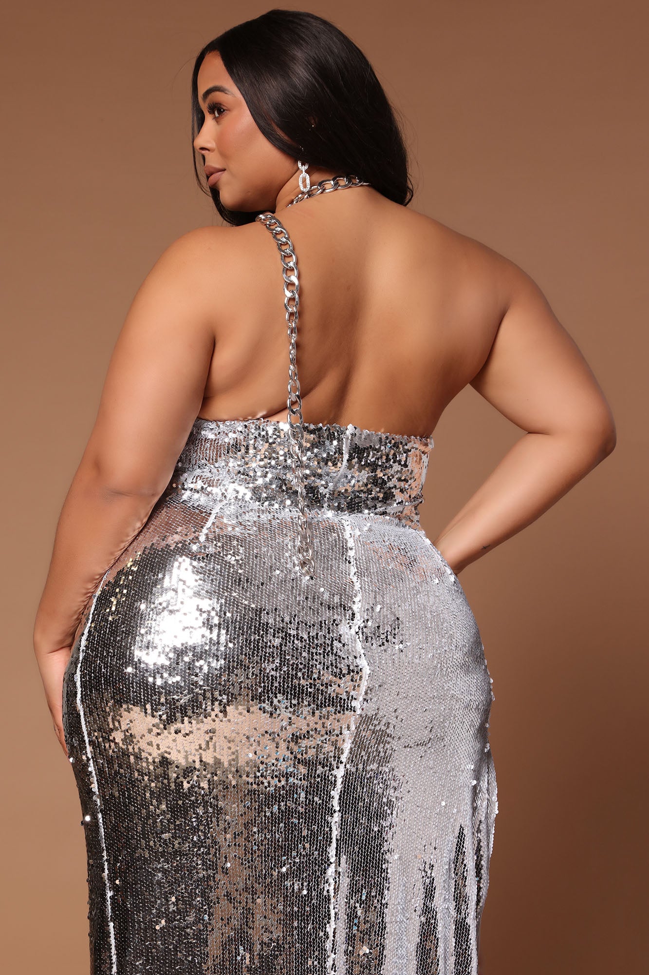 Bianka Sequin Maxi Dress - Silver