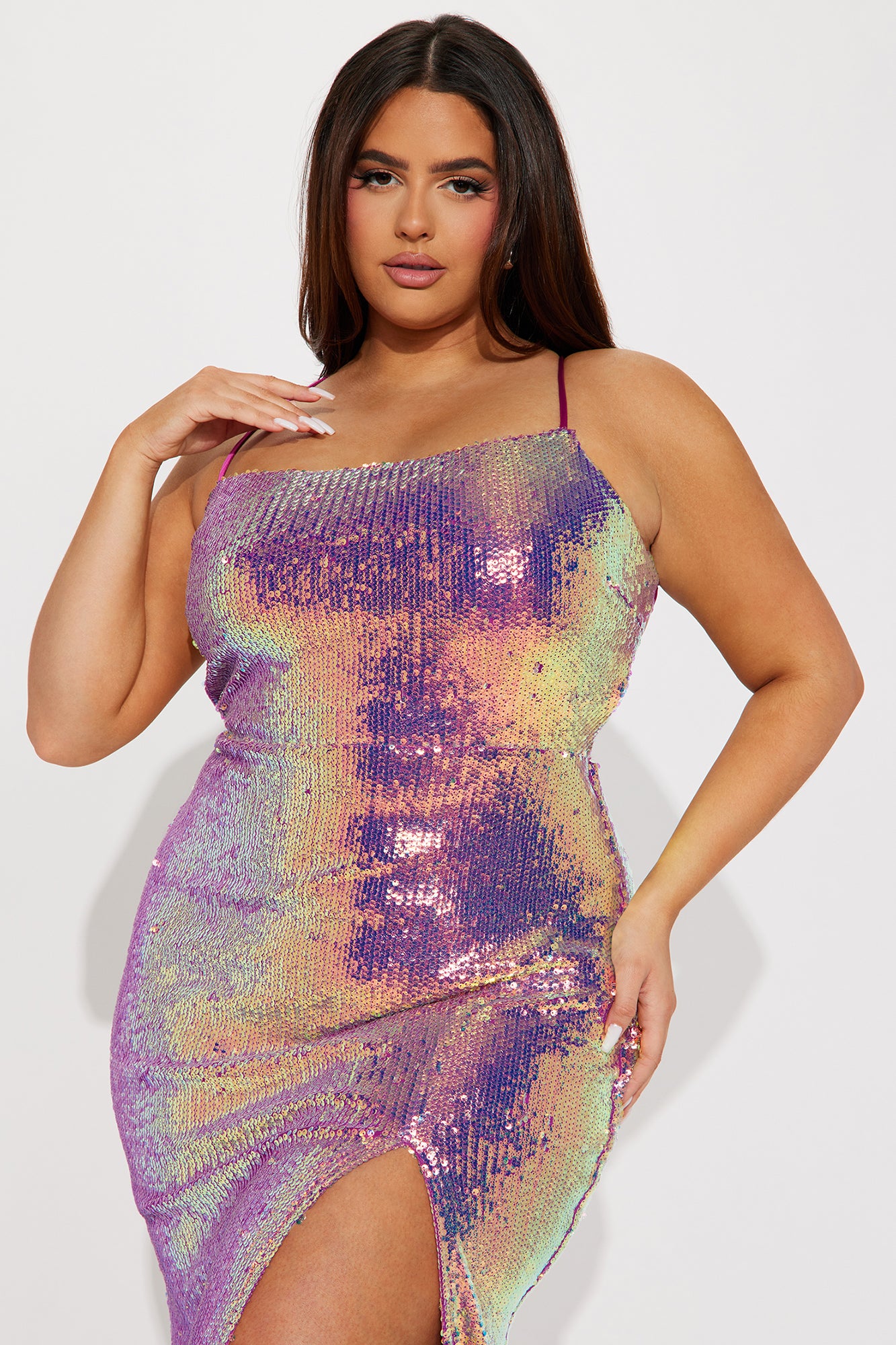 Anna Sequin Maxi Dress - Raspberry