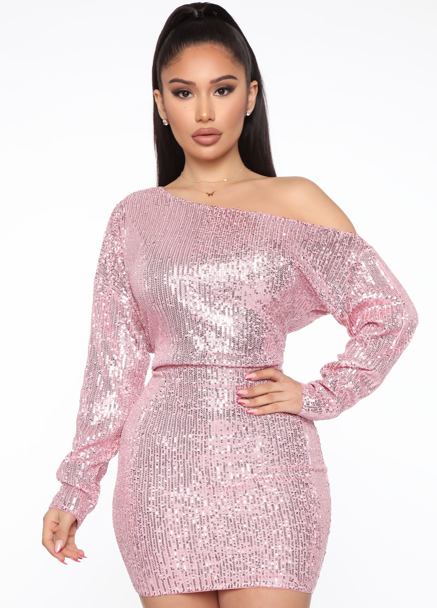 All That Shines Mini Dress - Pink