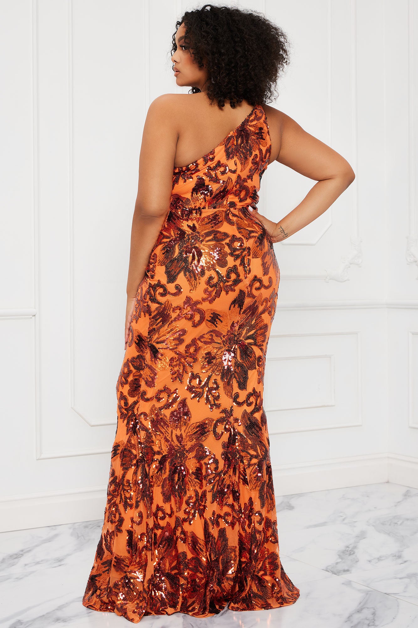 Better Next To You Sequin Gown - Orange