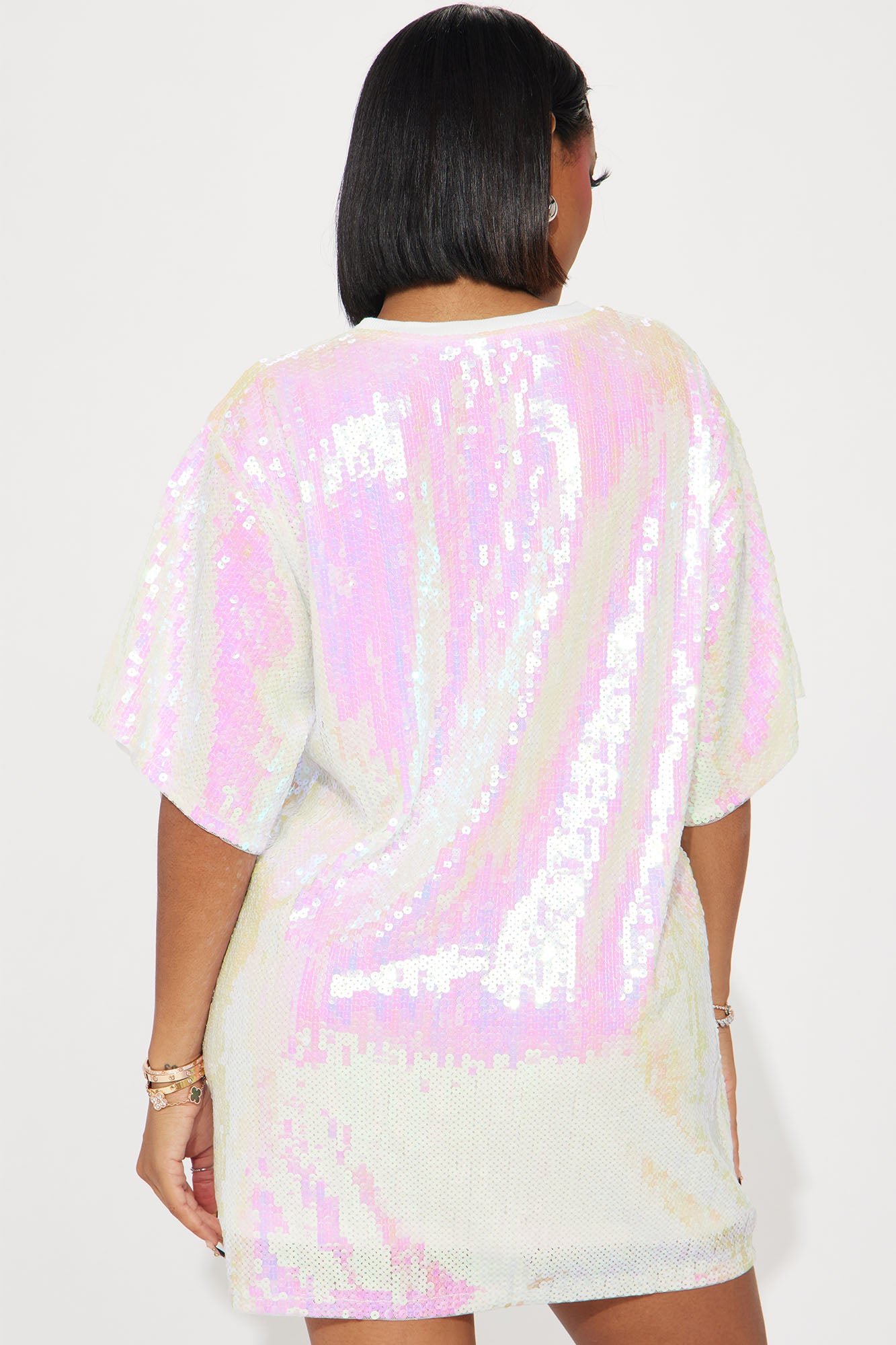 Always The Birthday Queen Sequin Shirt Dress - White