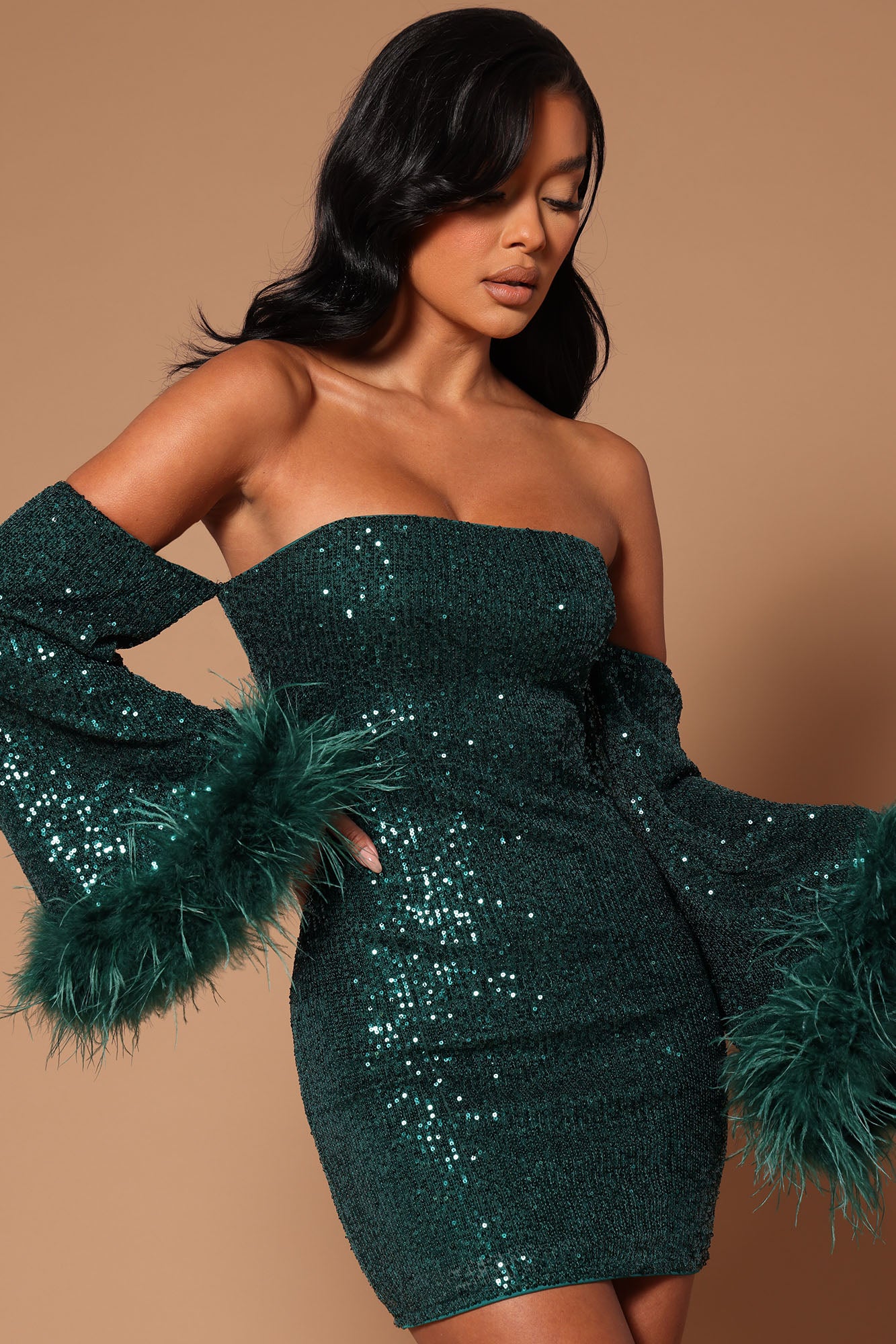 Anita Sequin Mini Dress Set - Hunter