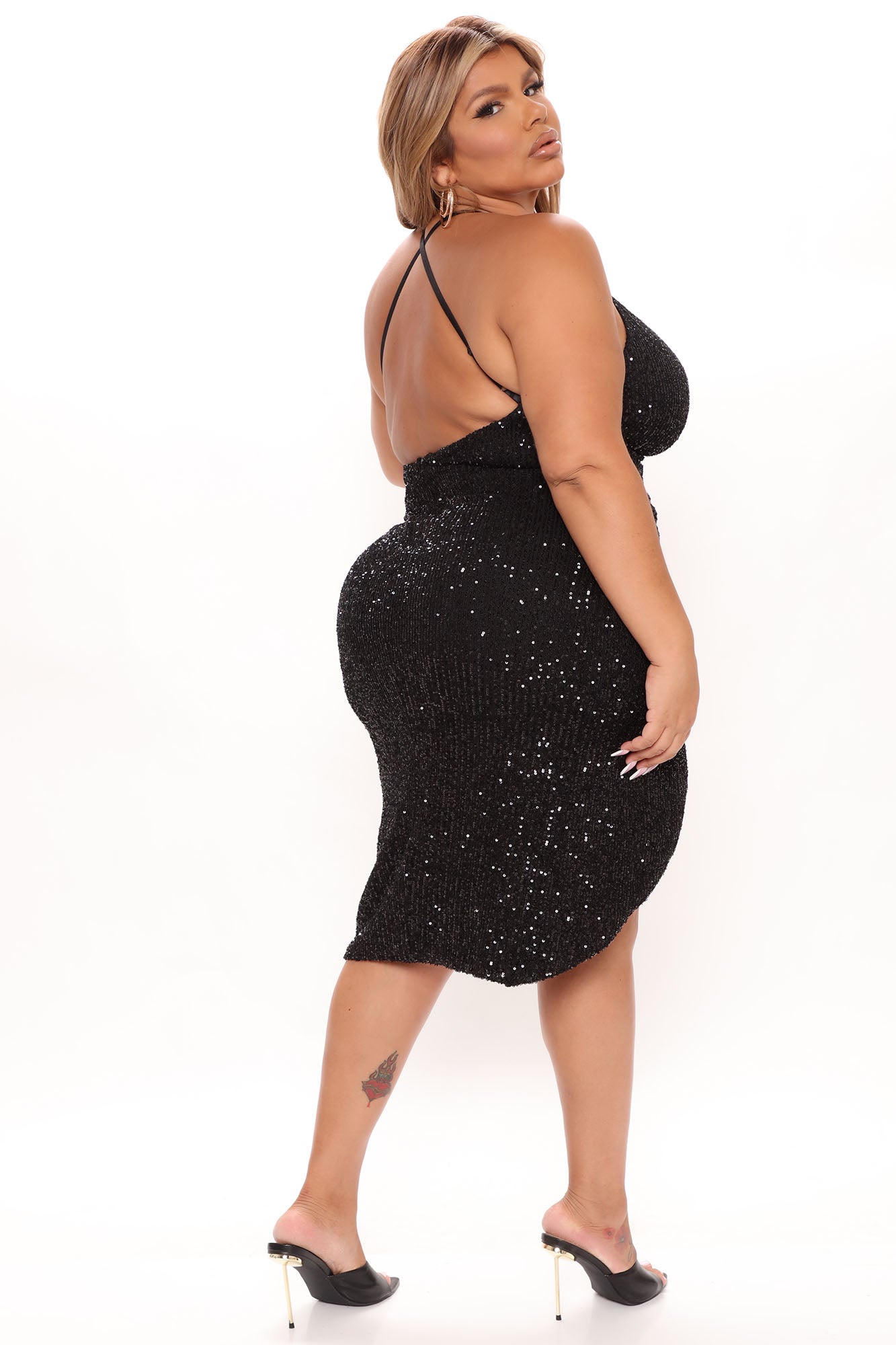 Champagne Taste Sequin Midi Dress - Black