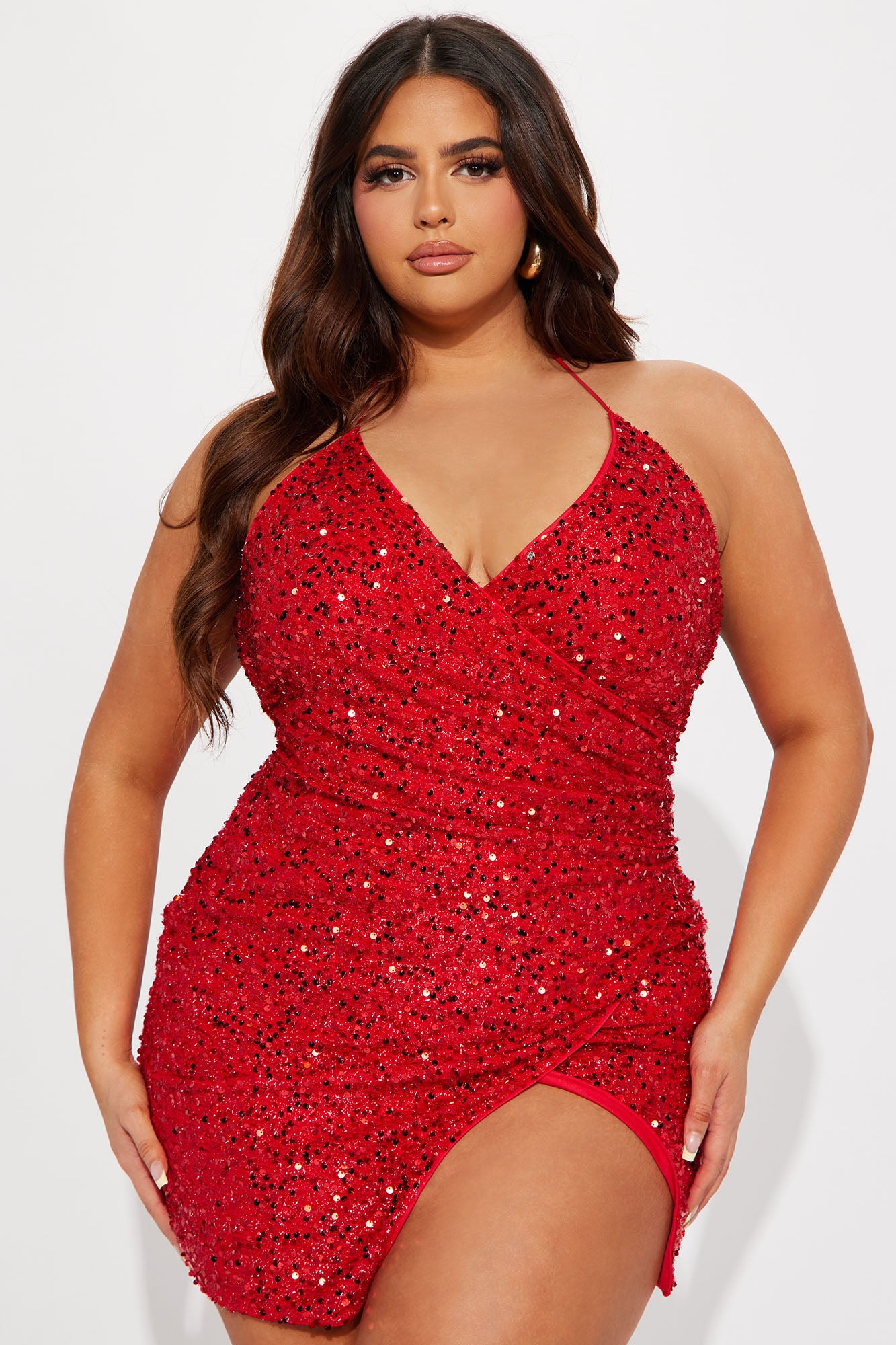 Amaya Sequin Mini Dress - Red