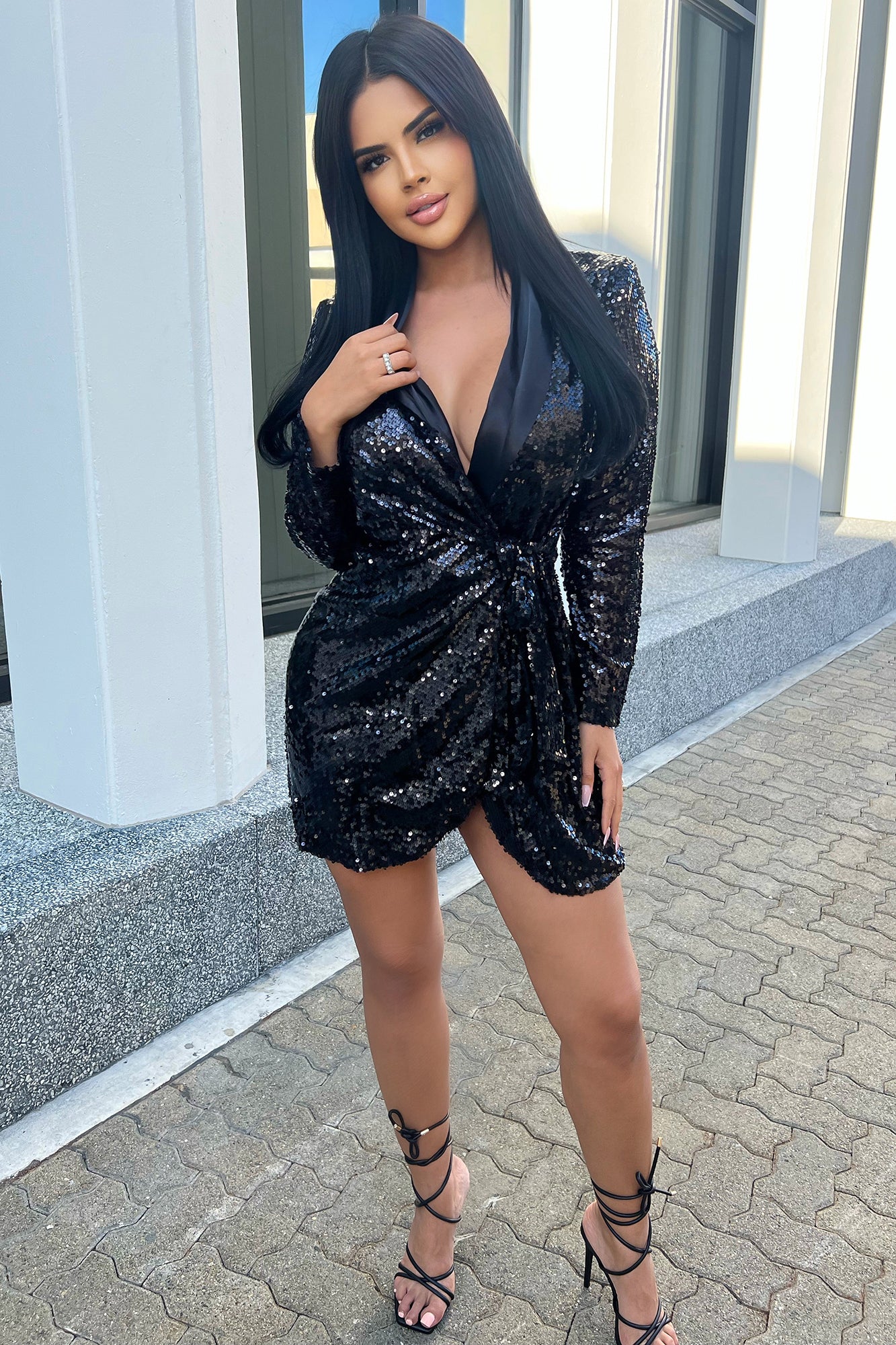 Cia Sequin Mini Dress - Black