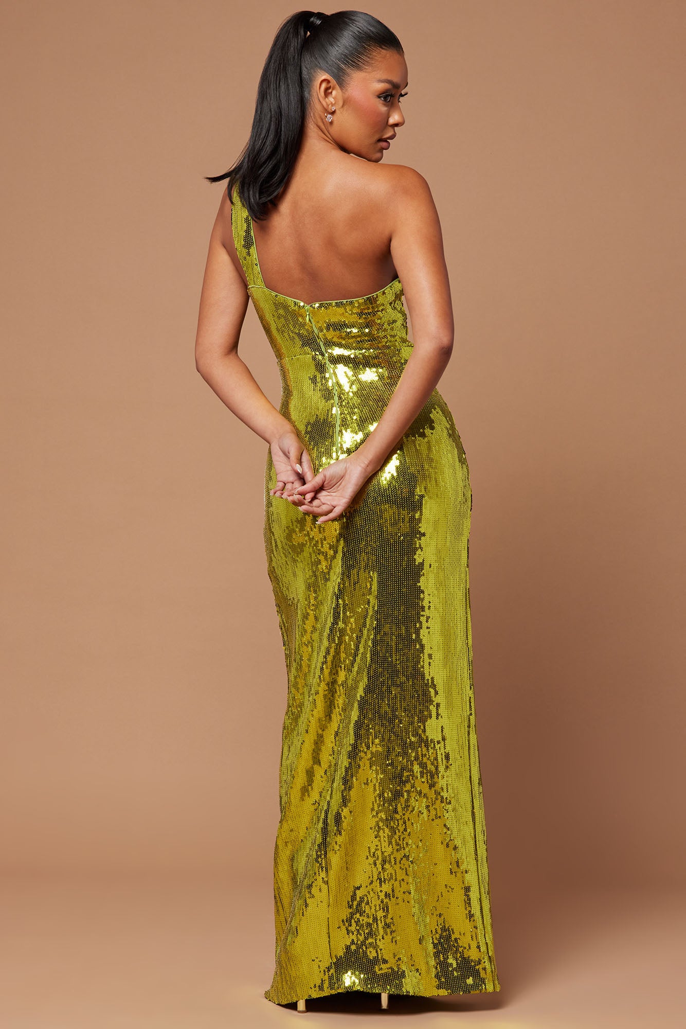 Aamira Sequin Gown - Chartreuse