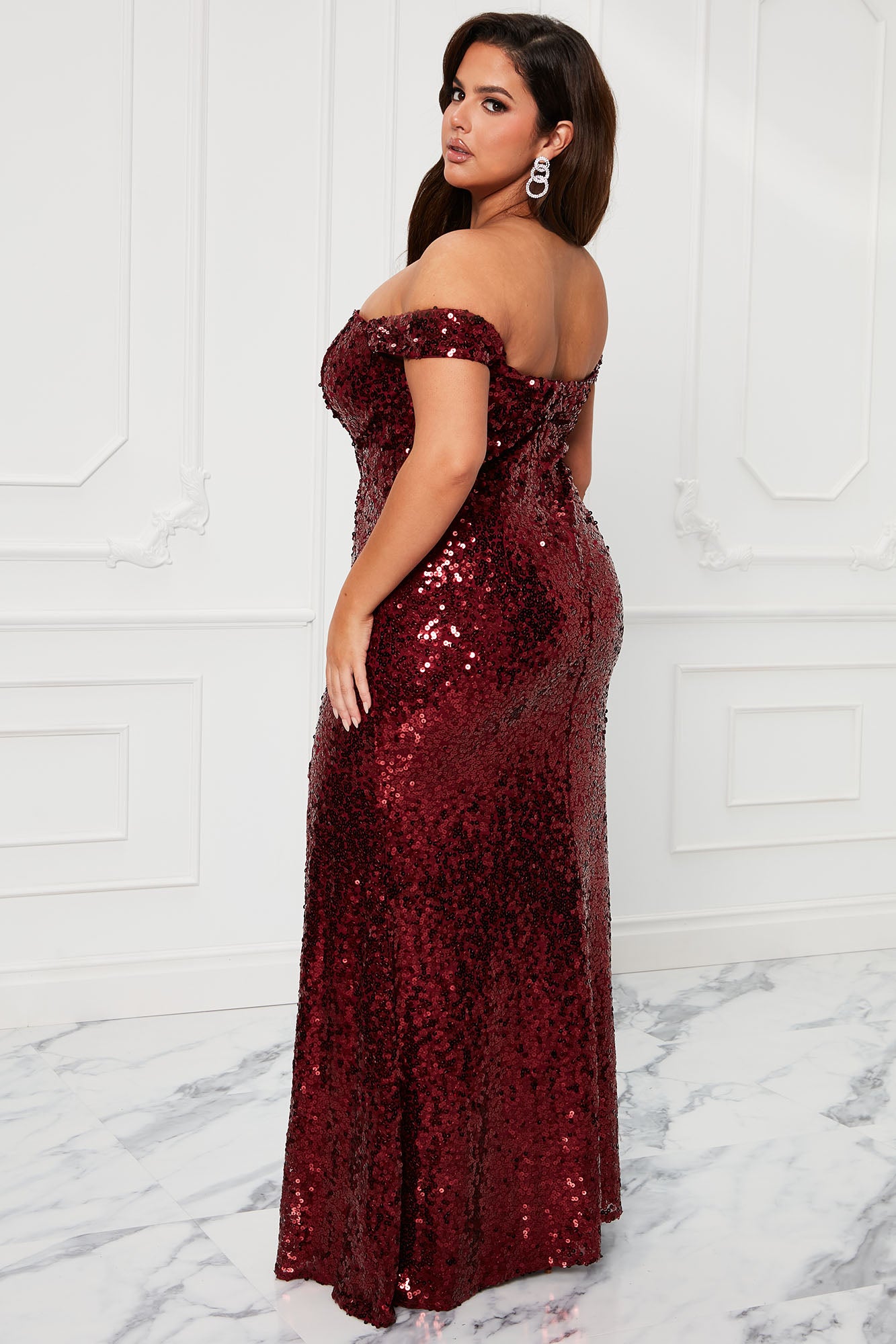Champagne Please Sequin Maxi Dress - Wine