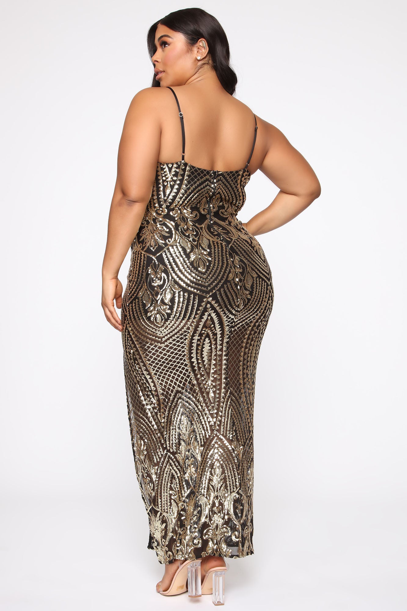 Check On It Sequin Gown - Black/Copper