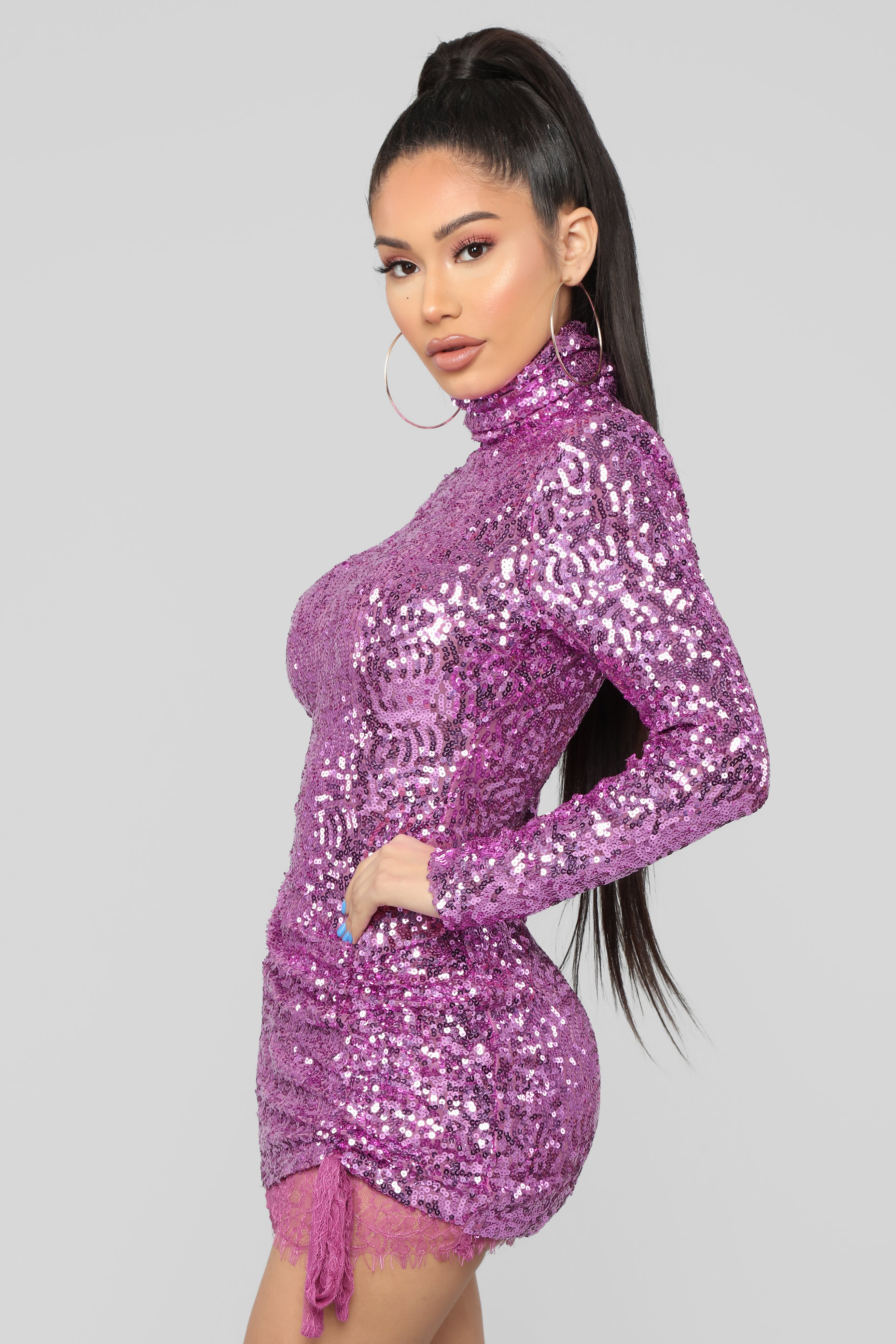 Craze For Fame Sequin Mini Dress - Fuchsia