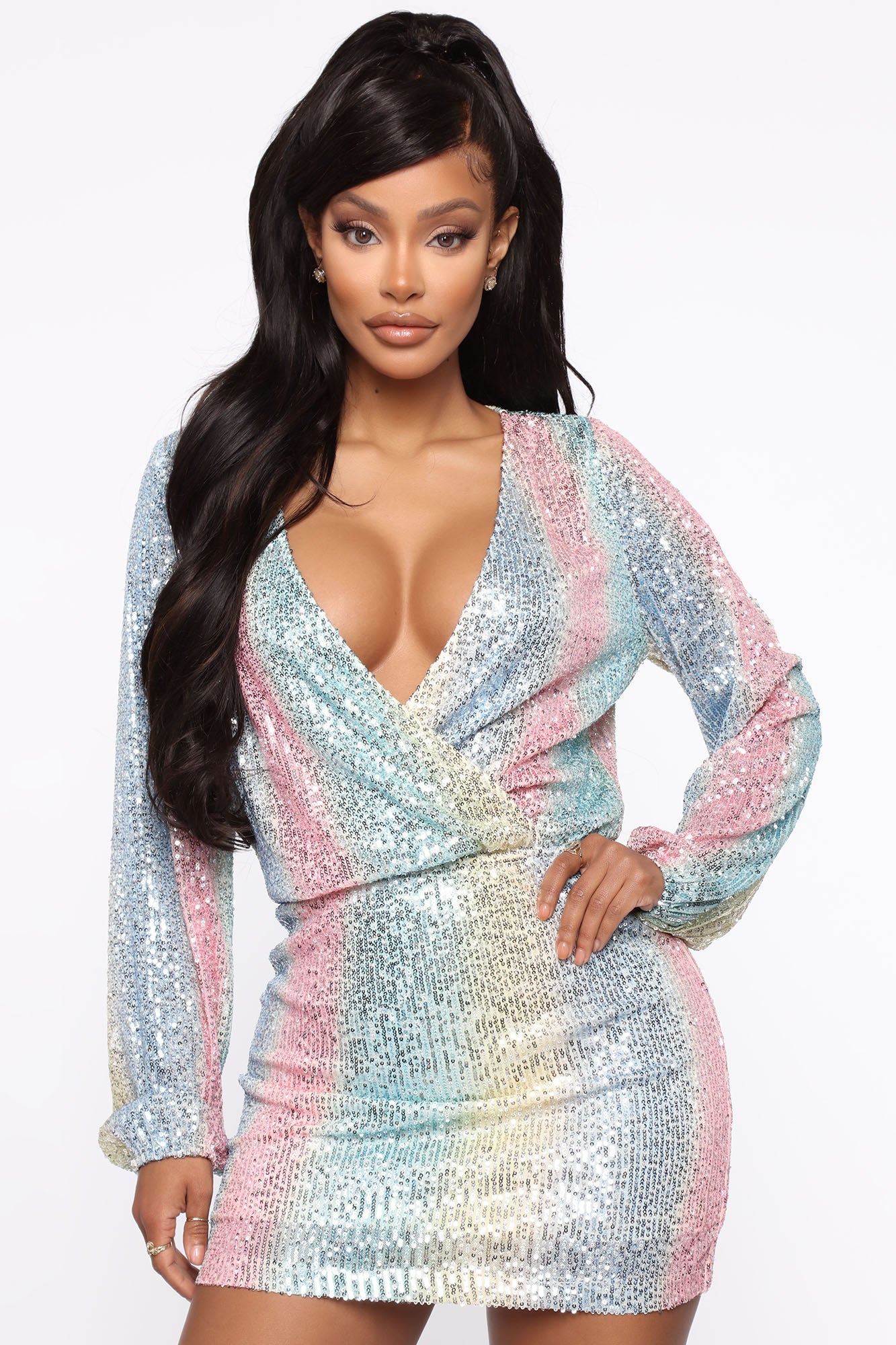Candy Lane Sequin Mini Dress - Blue/combo