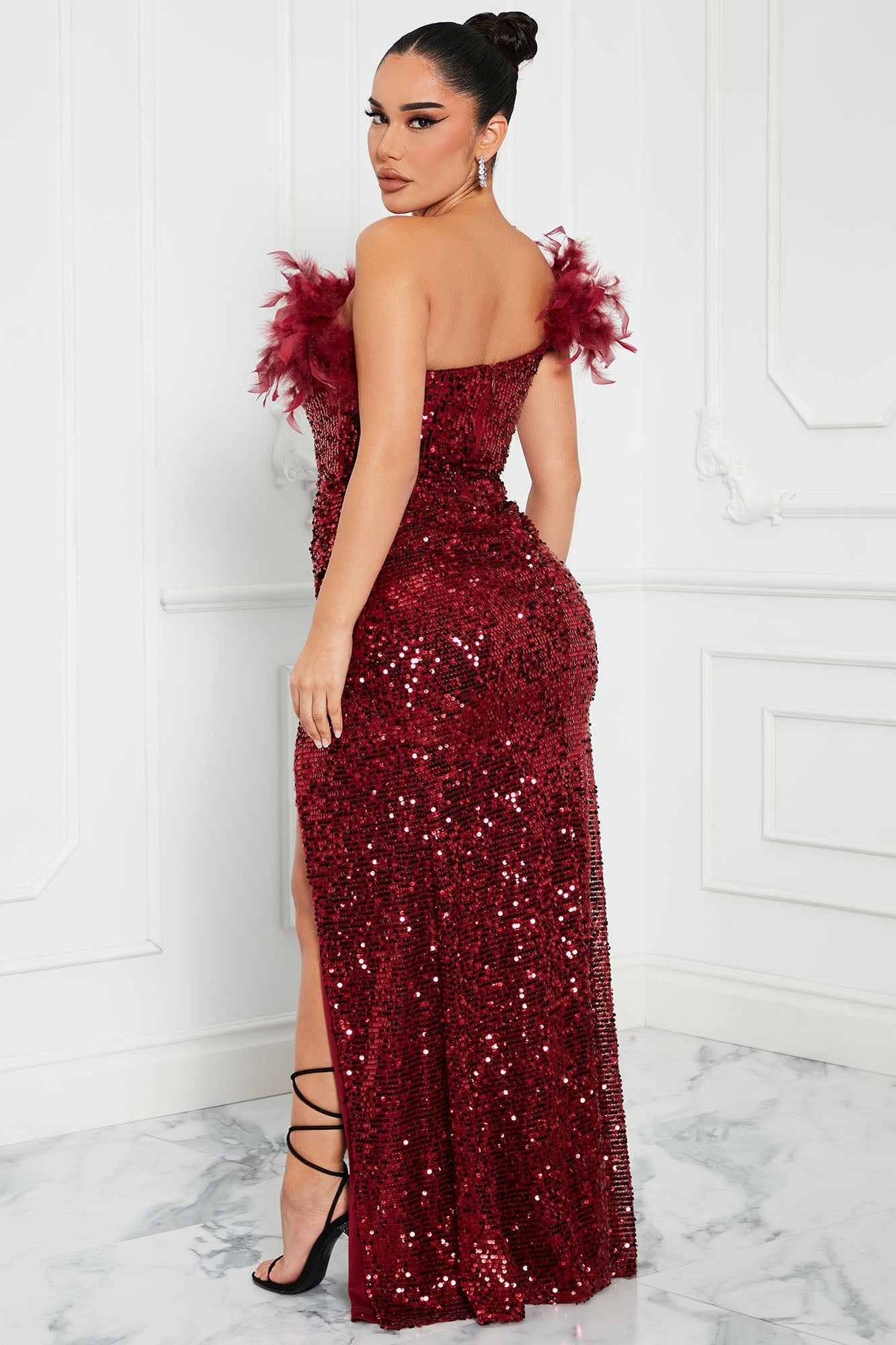 Best Nights Sequin Maxi Dress - Burgundy