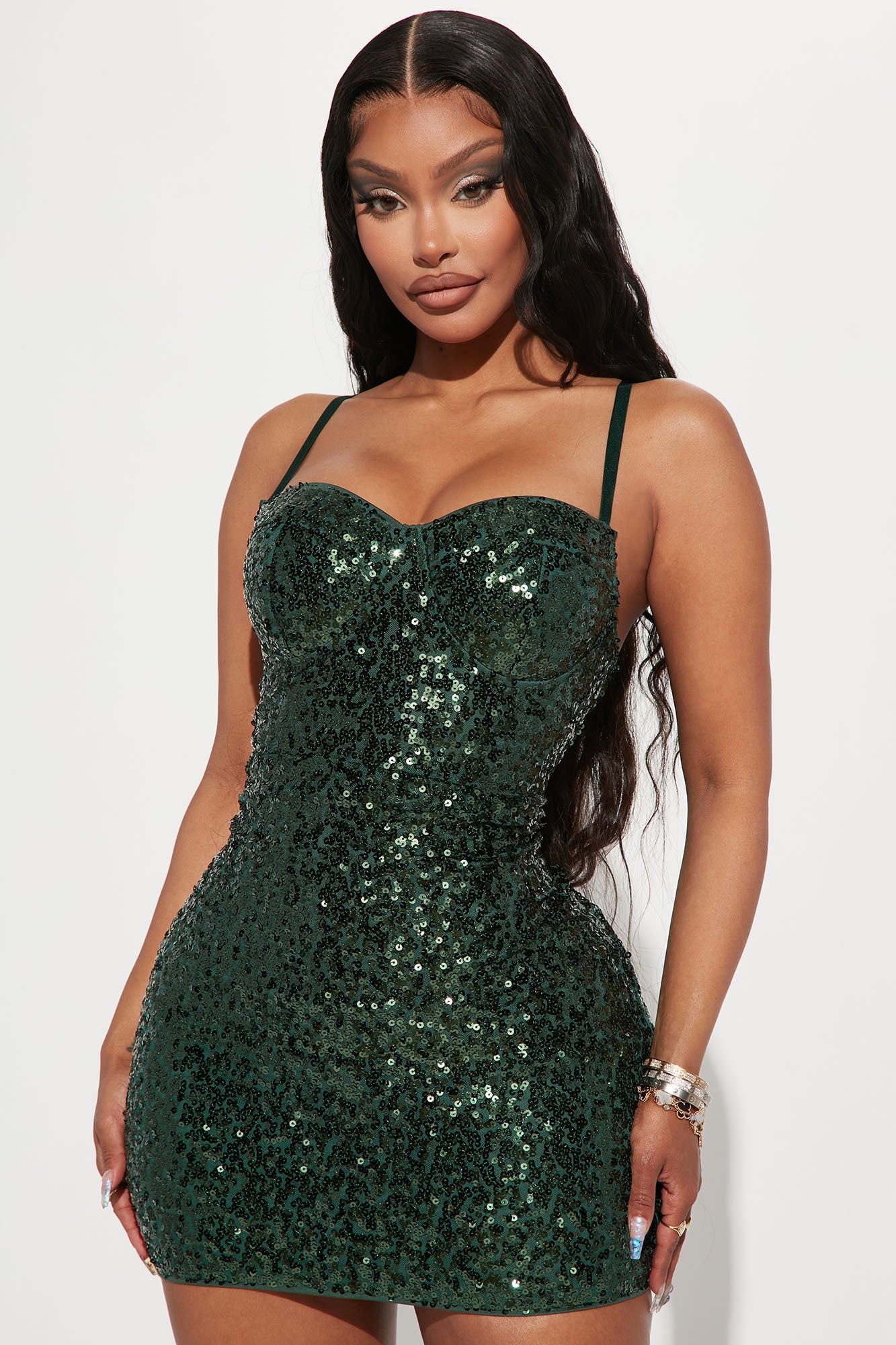 Arella's Bestie Sequin Mini Dress - Emerald