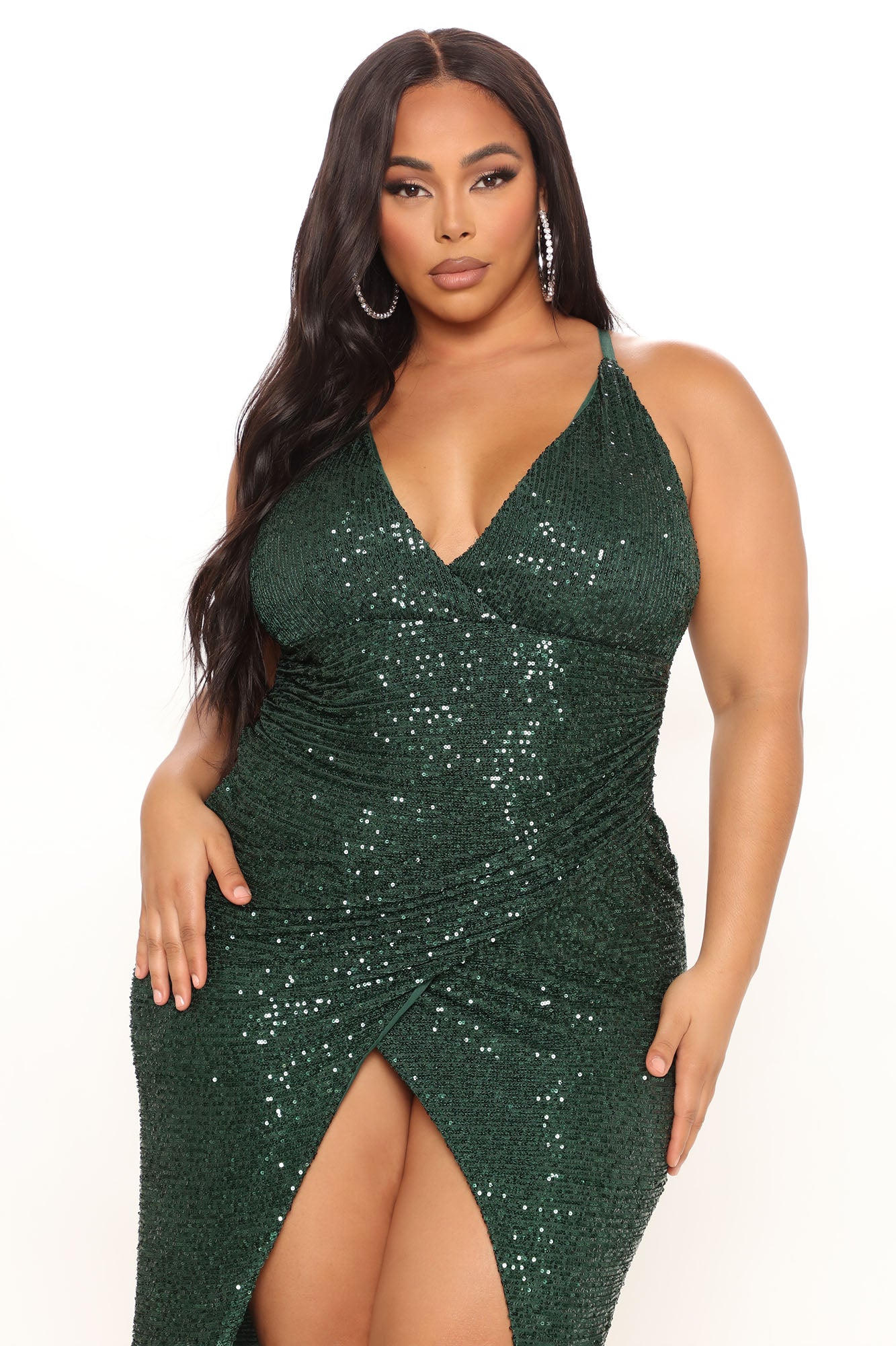 Champagne Taste Sequin Maxi Dress - Hunter