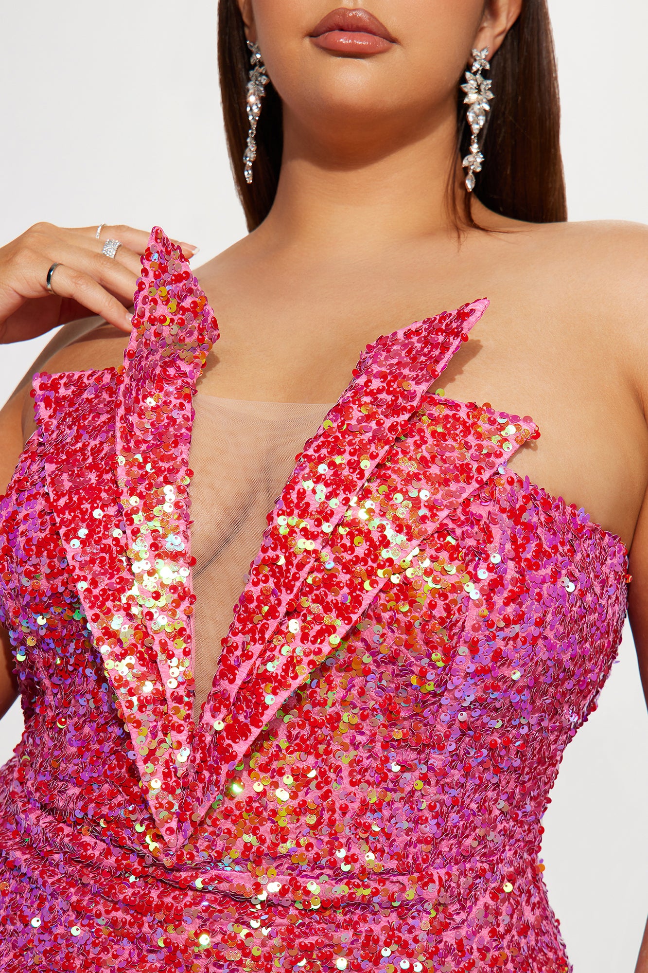 Bring The Drama Sequin Maxi Dress - Fuchsia