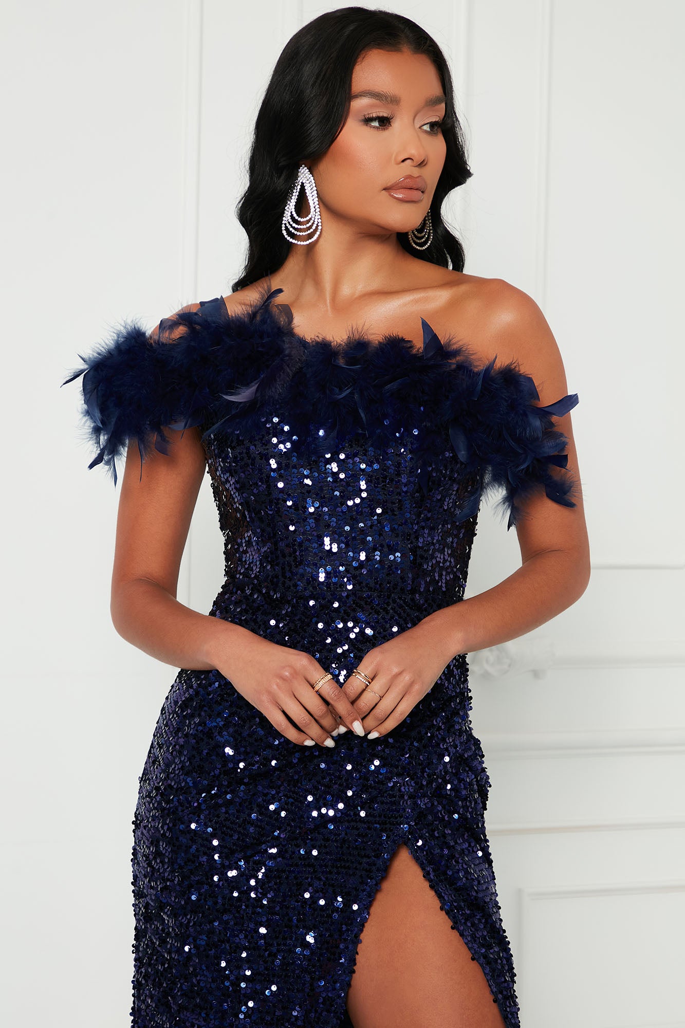 Best Nights Sequin Maxi Dress - Navy