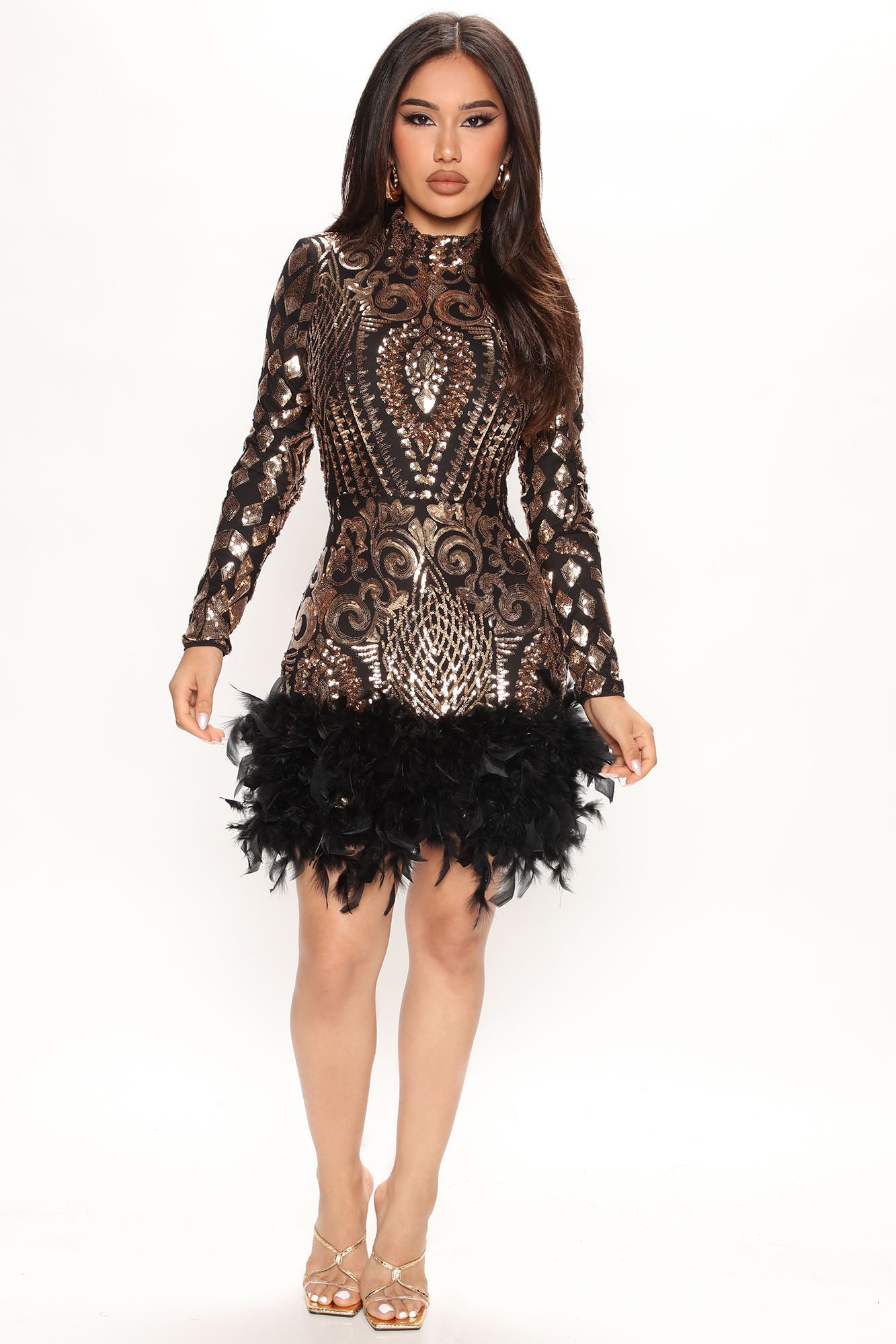 Carmina Sequin Mini Dress - Black/combo