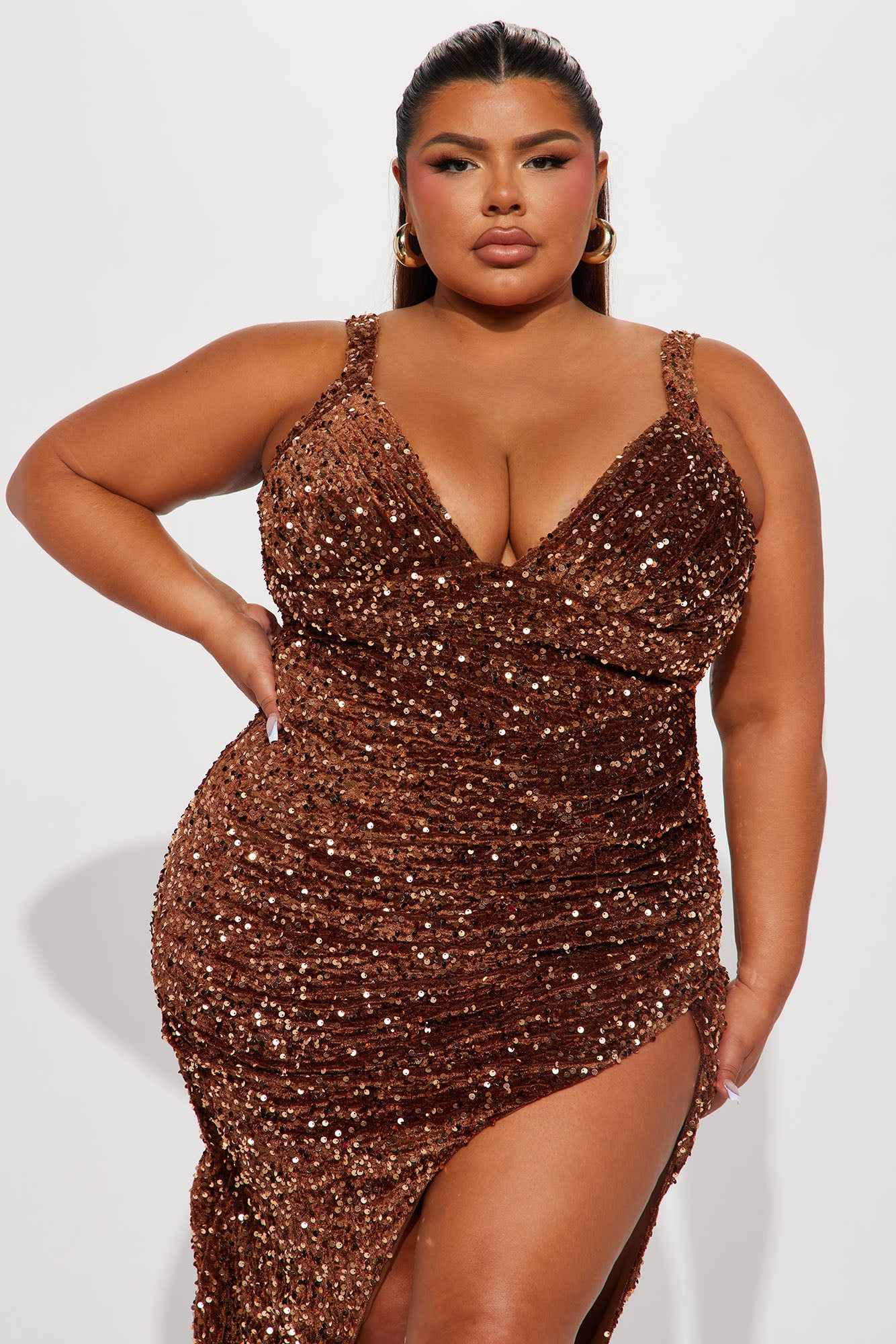 Claudia Sequin Maxi Dress - Bronze
