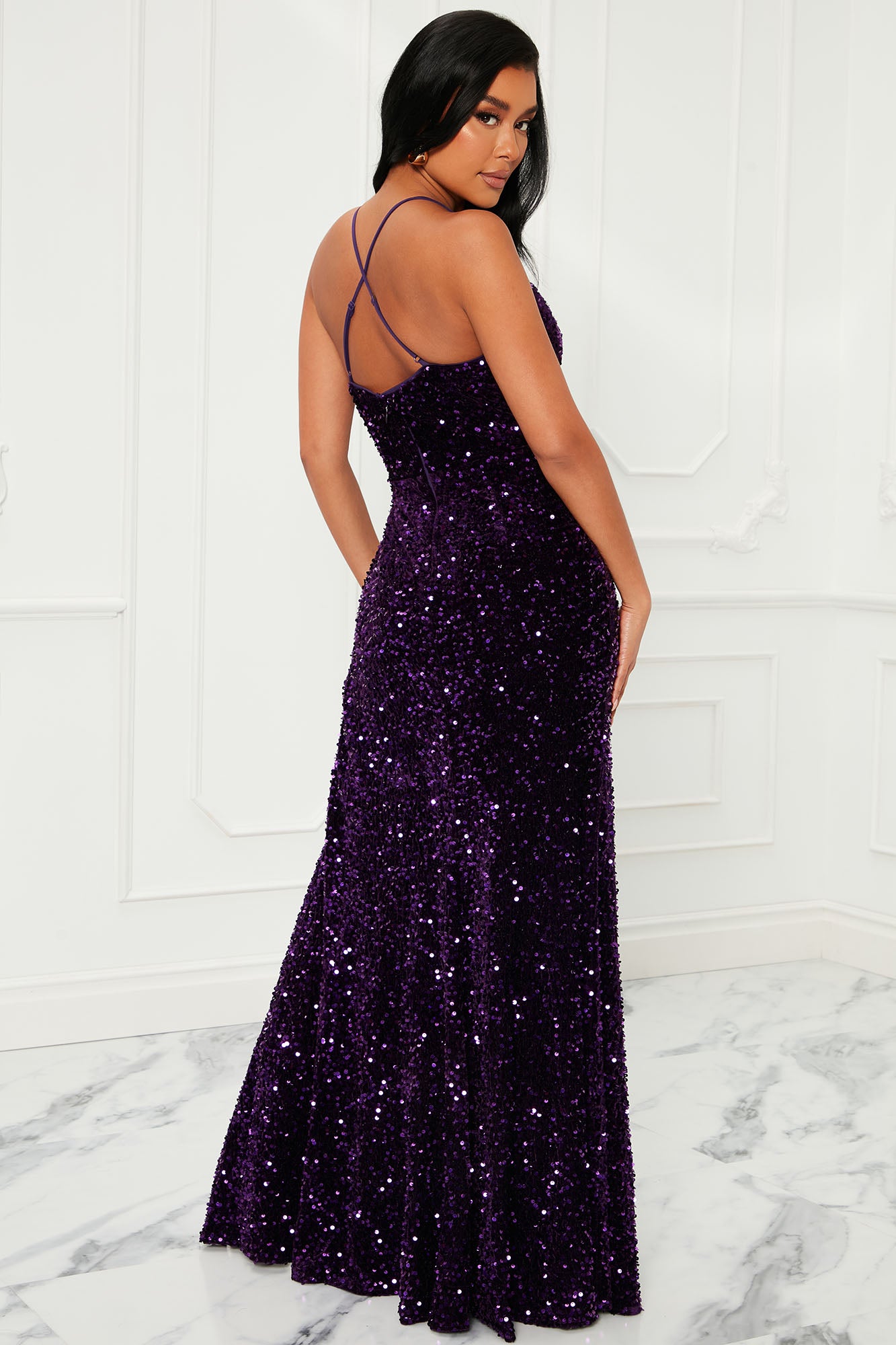 Big Reveal Sequin Maxi Dress - Purple