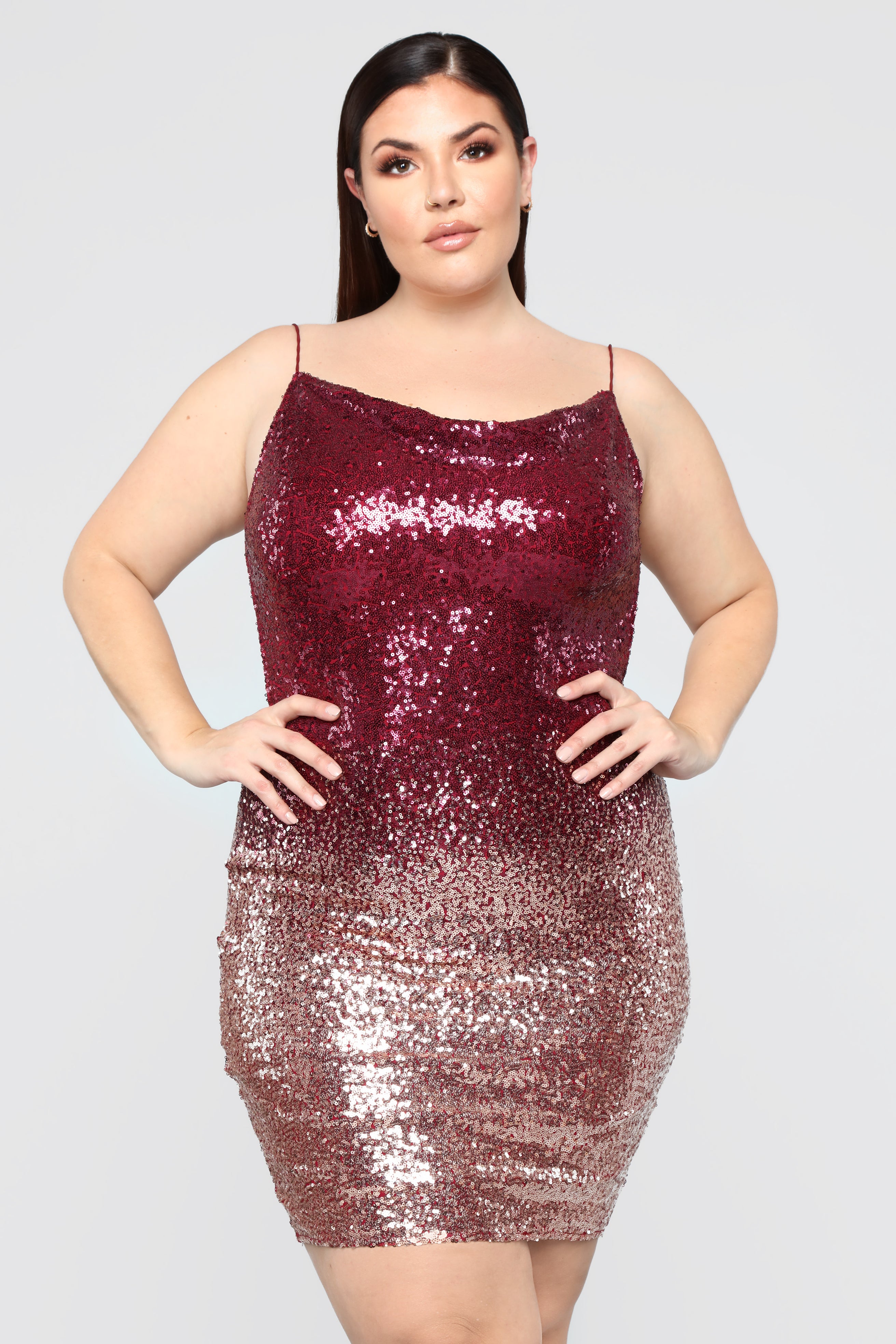 Beneath The Disco Ball Sequin Dress - Burgundy