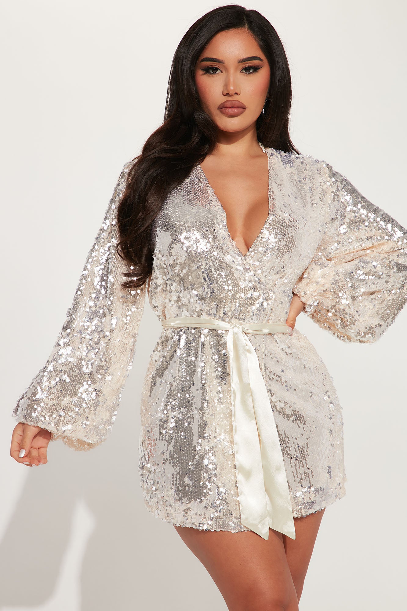 All Shine On Me Sequin Mini Dress - Taupe