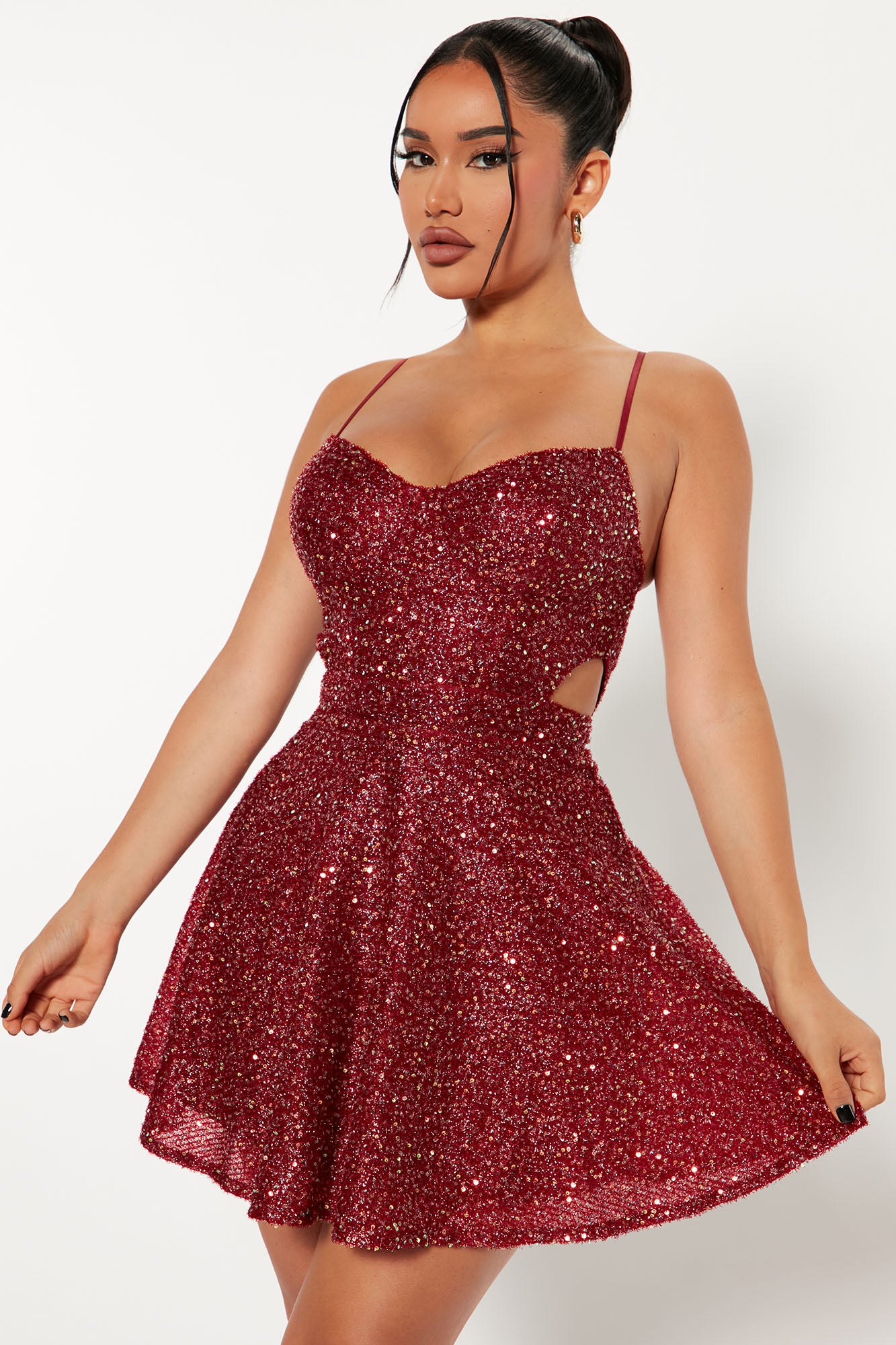 Always Cute Sequin Mini Dress - Burgundy