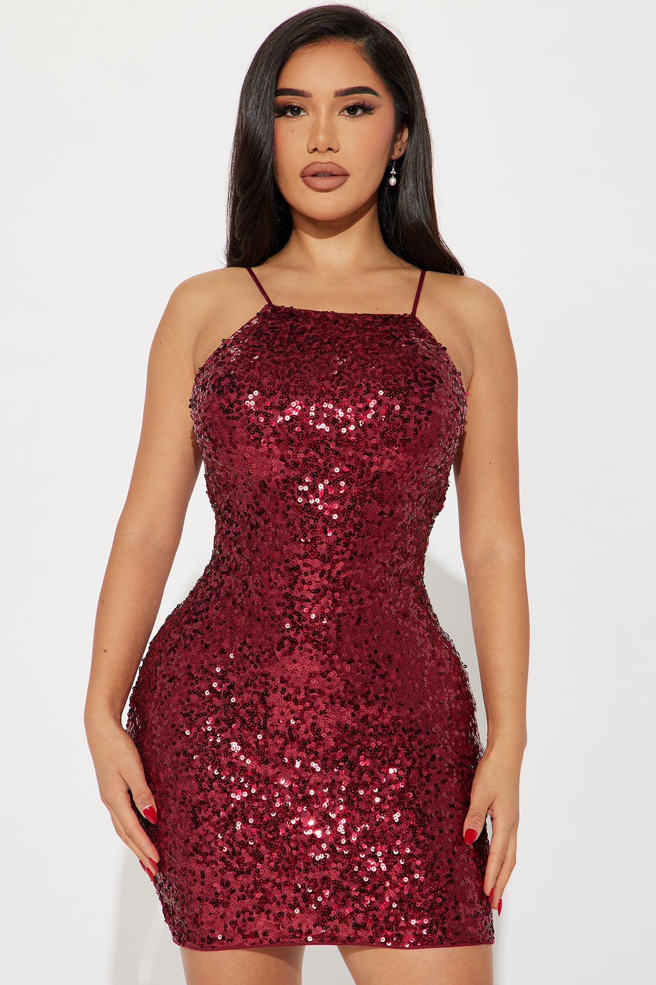 Alexandra Sequin Mini Dress - Burgundy