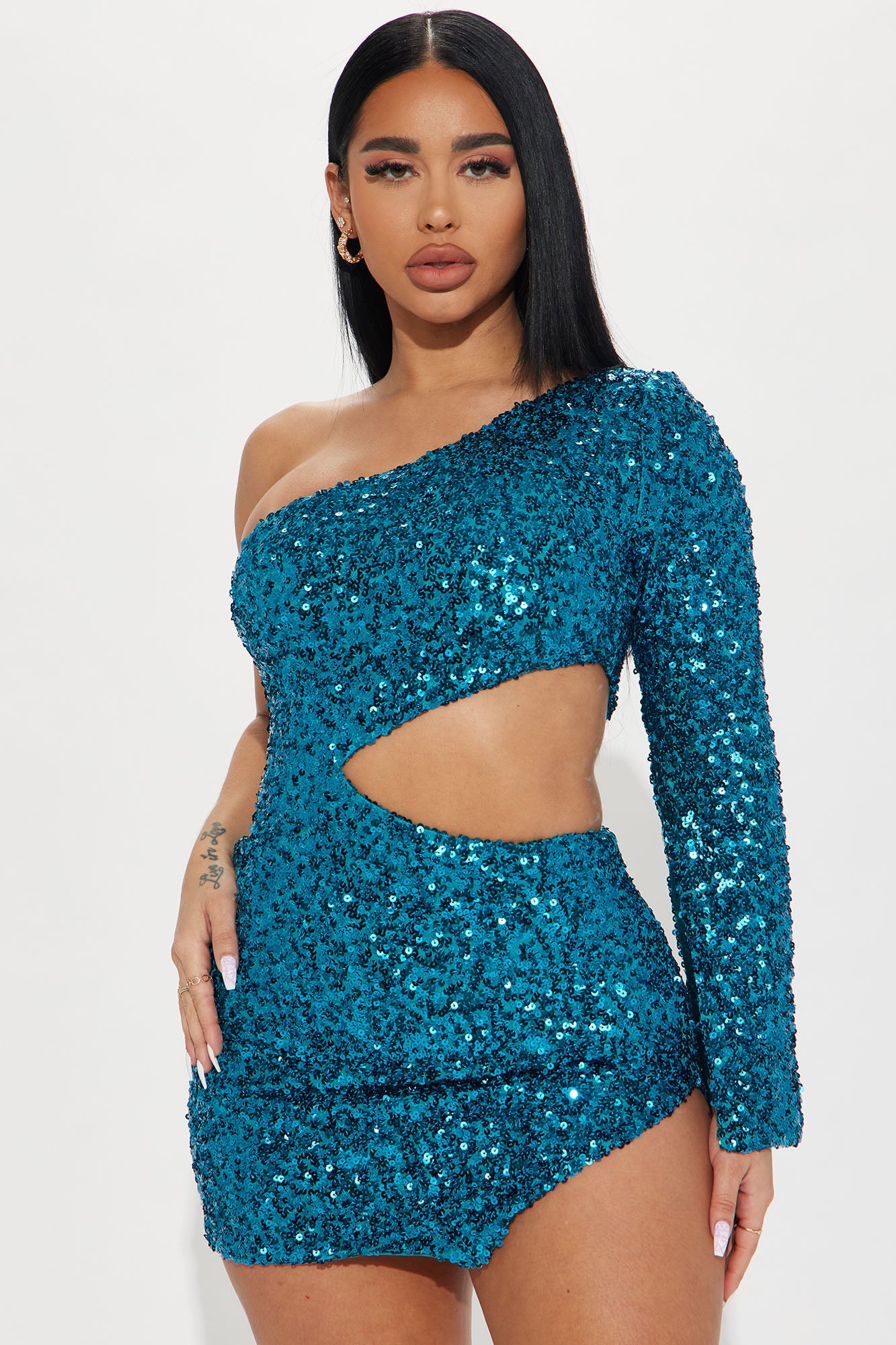 Amelia Sequin Mini Dress - Turquoise