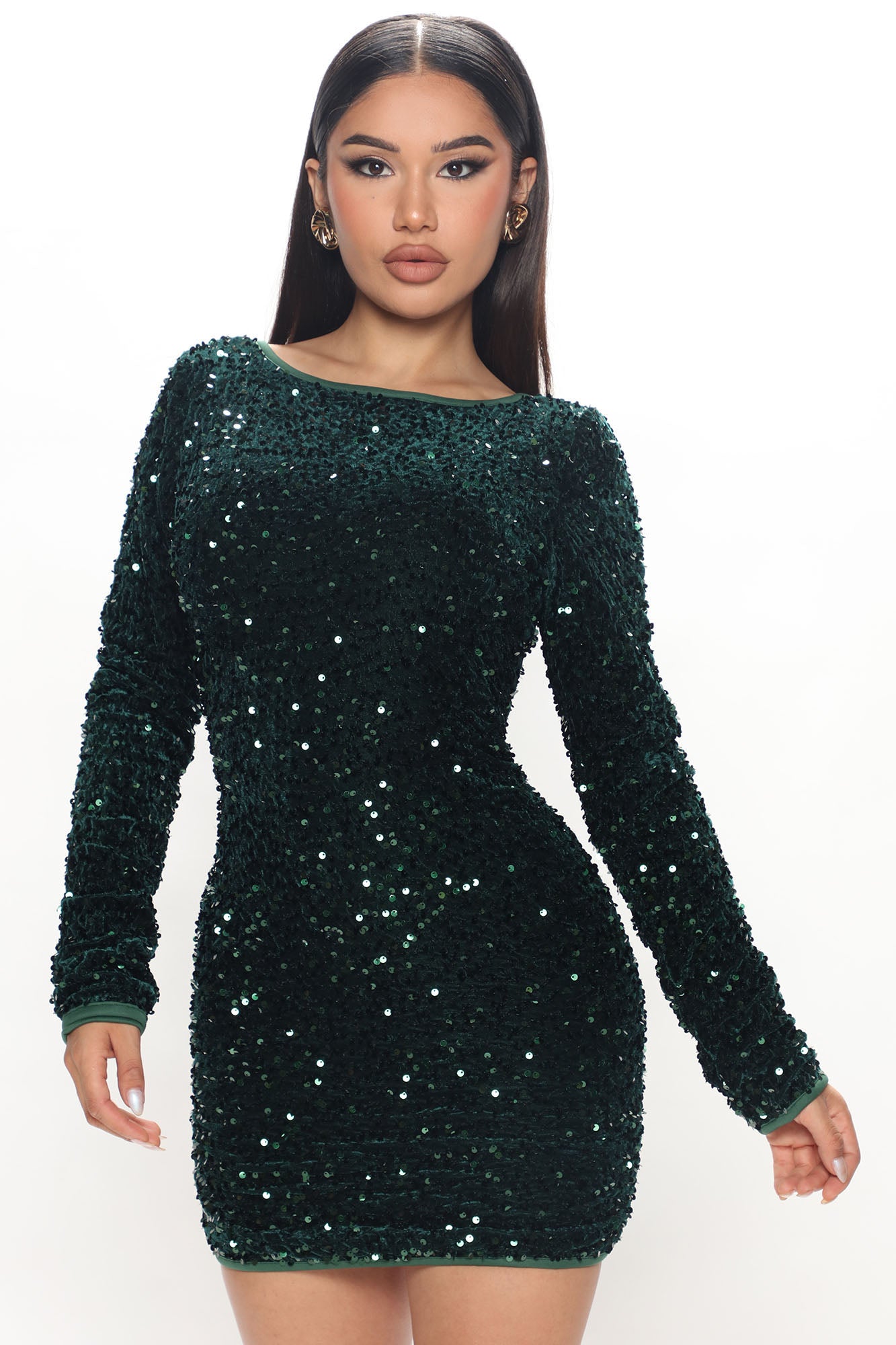 All That Glitz Sequin Mini Dress - Green