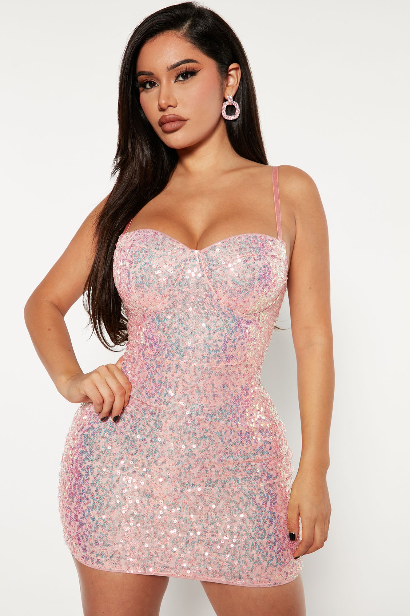 Arella's Bestie Sequin Mini Dress - Blush