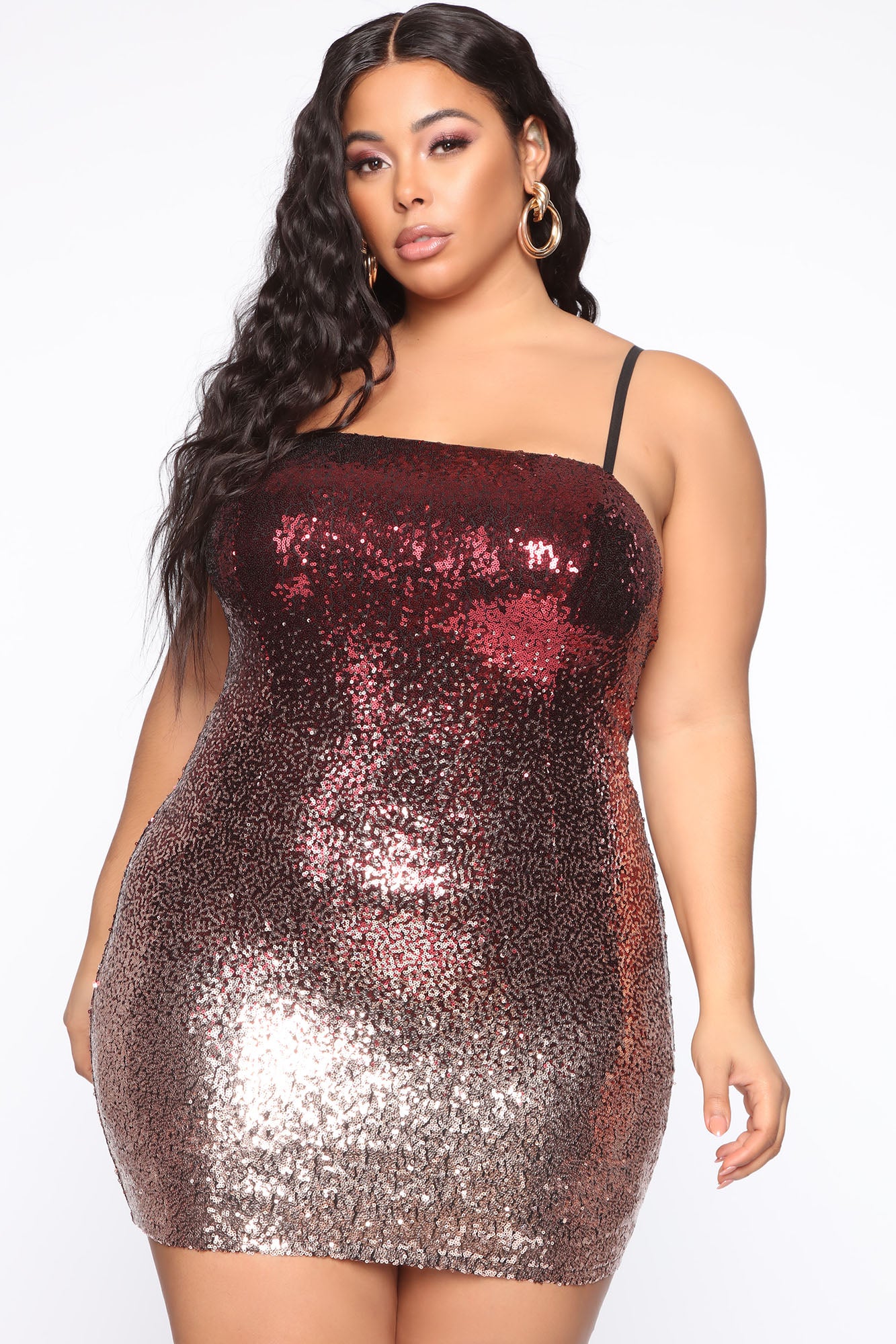 Bright Sprinkles Ombre Sequin Mini Dress - Wine