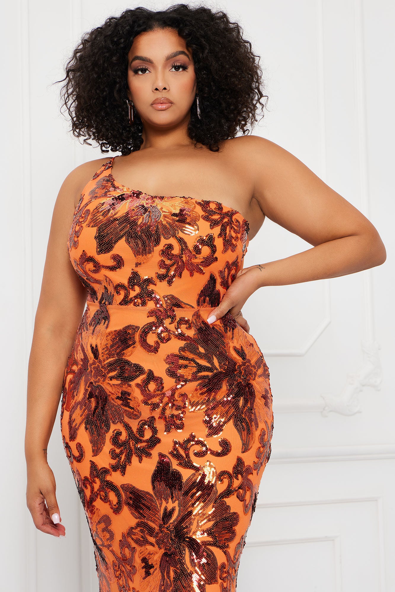 Better Next To You Sequin Gown - Orange