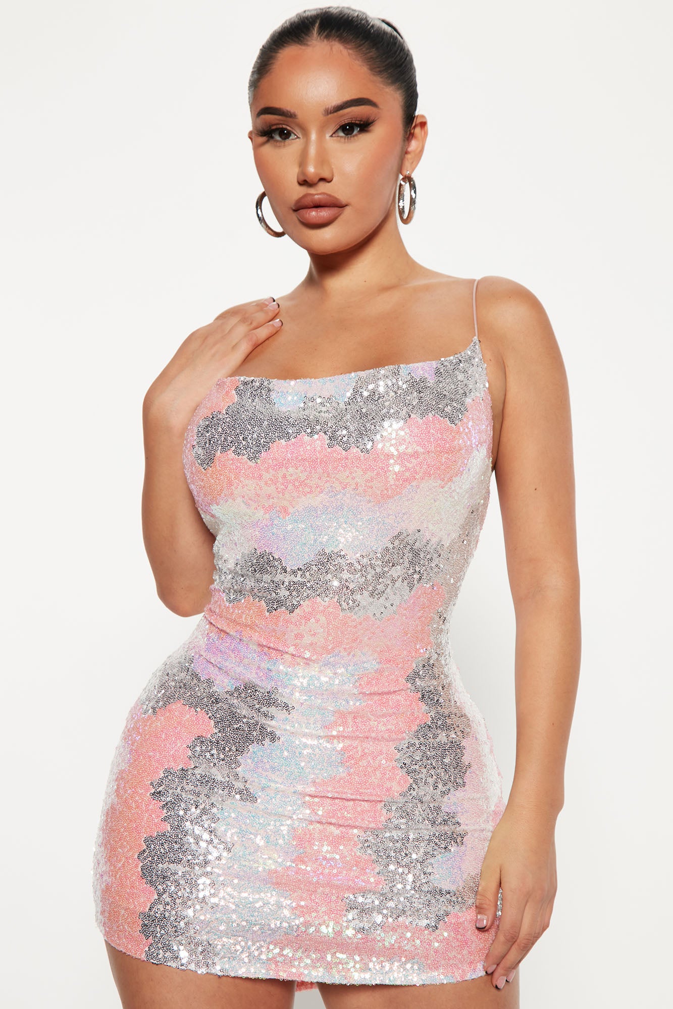 Aurora Sequin Mini Dress - Pink/combo