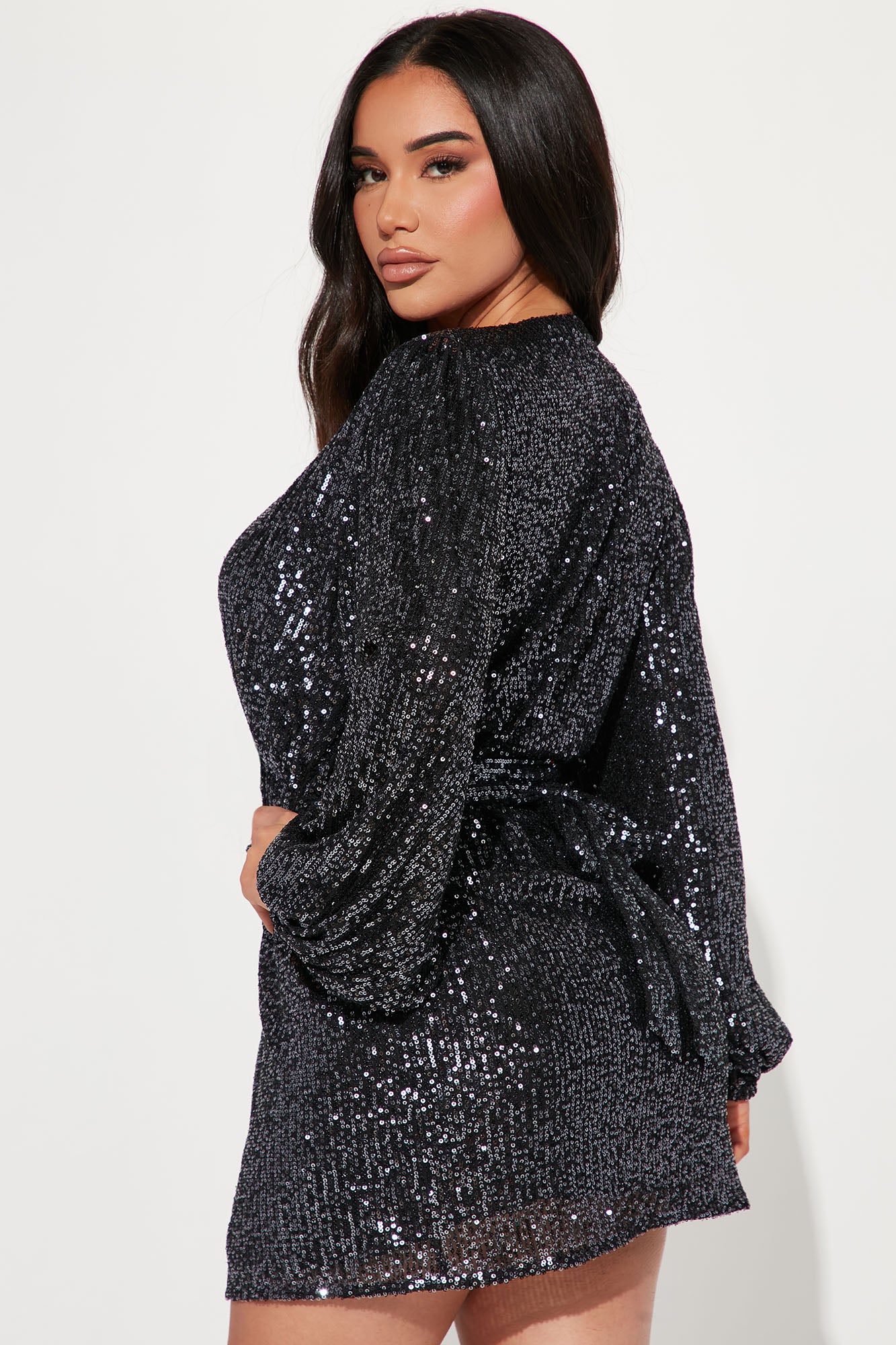 Adeline Sequin Mini Dress - Gunmetal