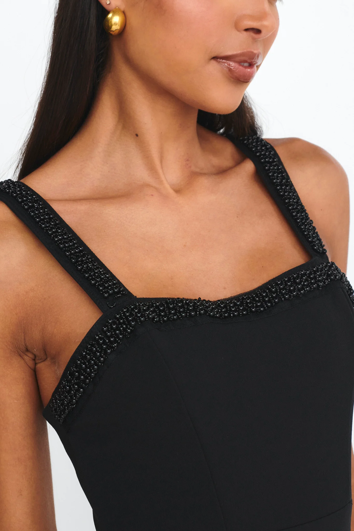 Emina Bead Trim Maxi Dress Black