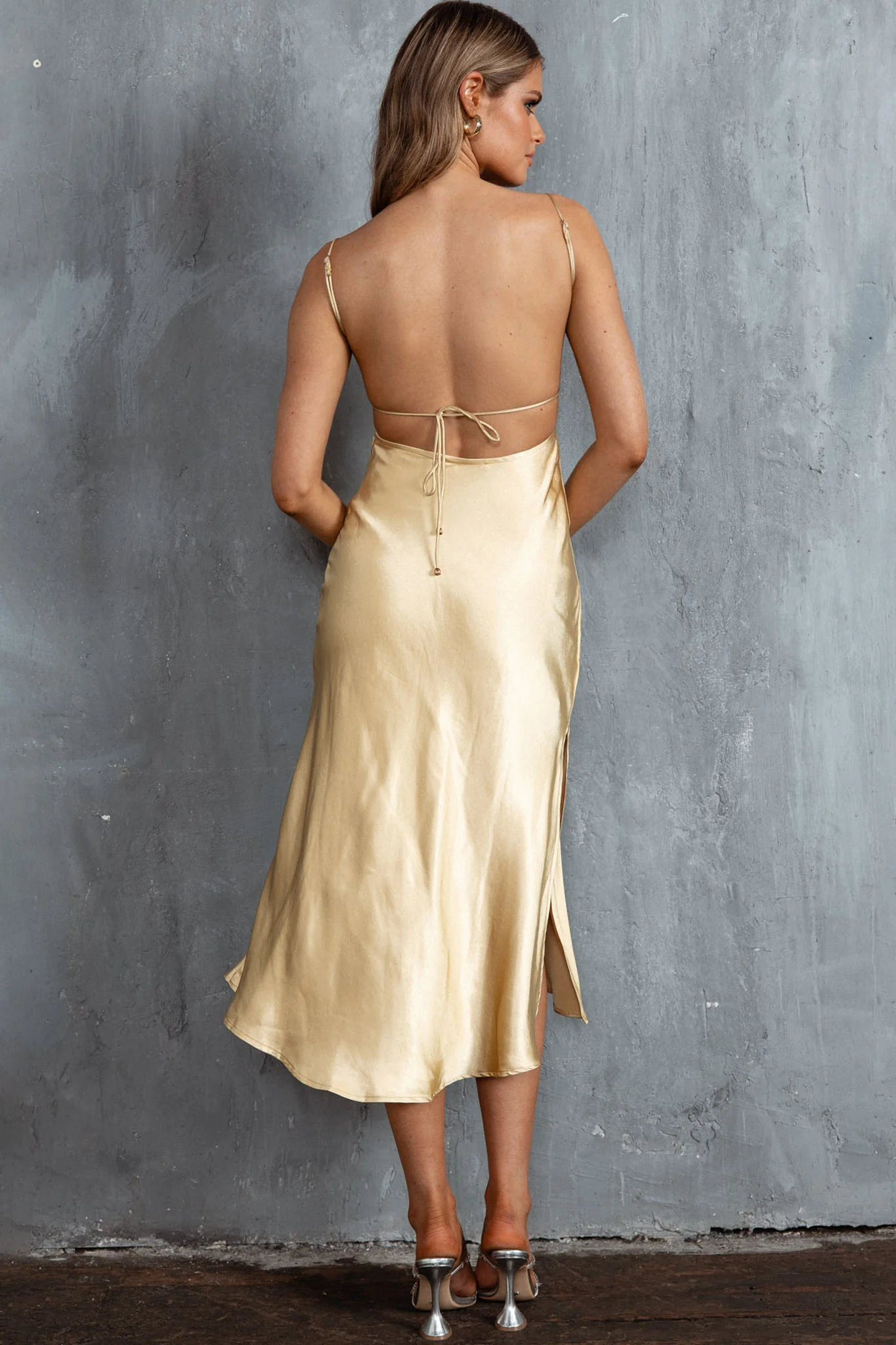 Dolce Life Low Back Midi Dress Lemon